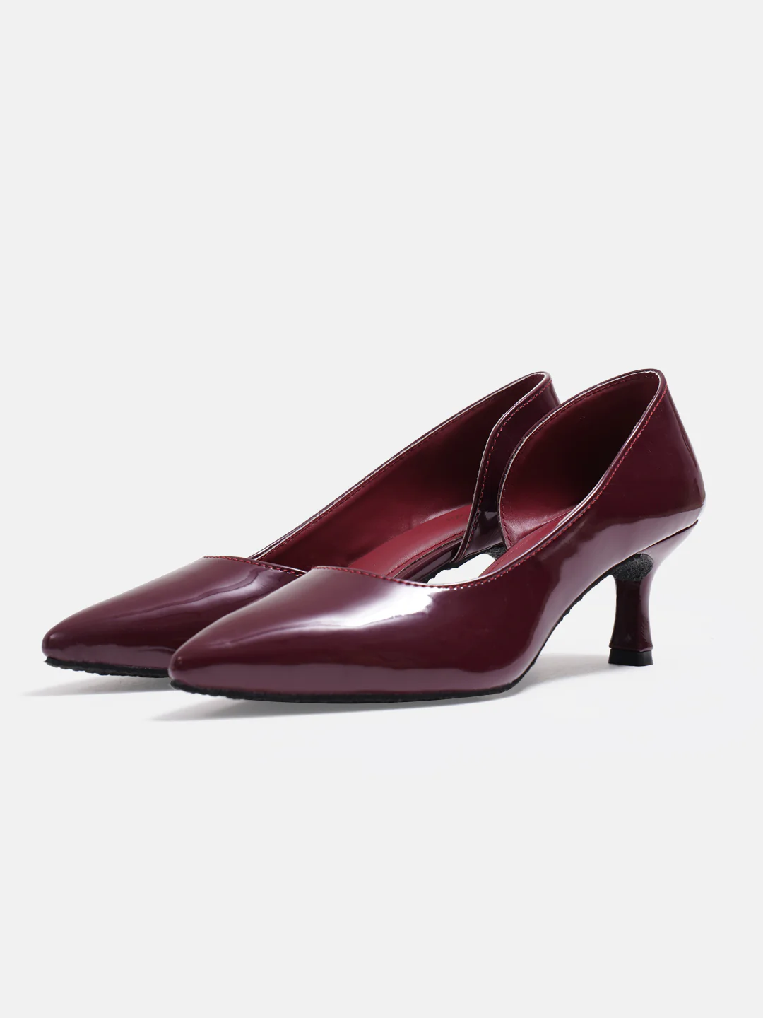 Glossy Kitten Heel Pumps with Pointed Toe - Image 16