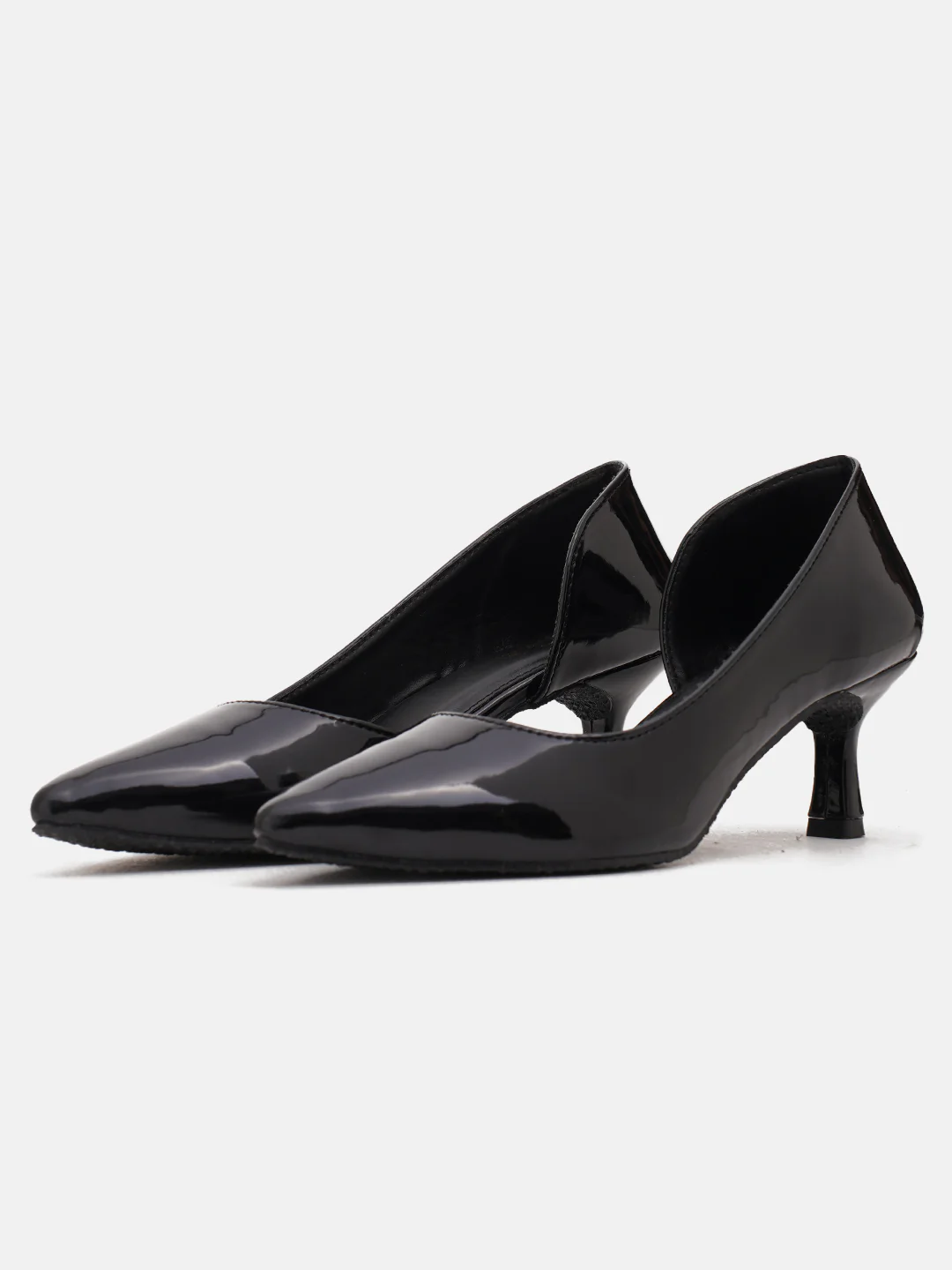 Glossy Kitten Heel Pumps with Pointed Toe - Image 4