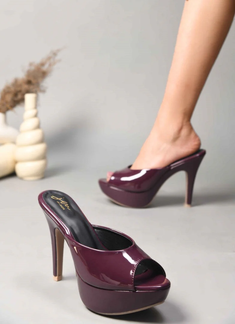 JM Looks Patent Peep Toe Platform Mules - Image 3