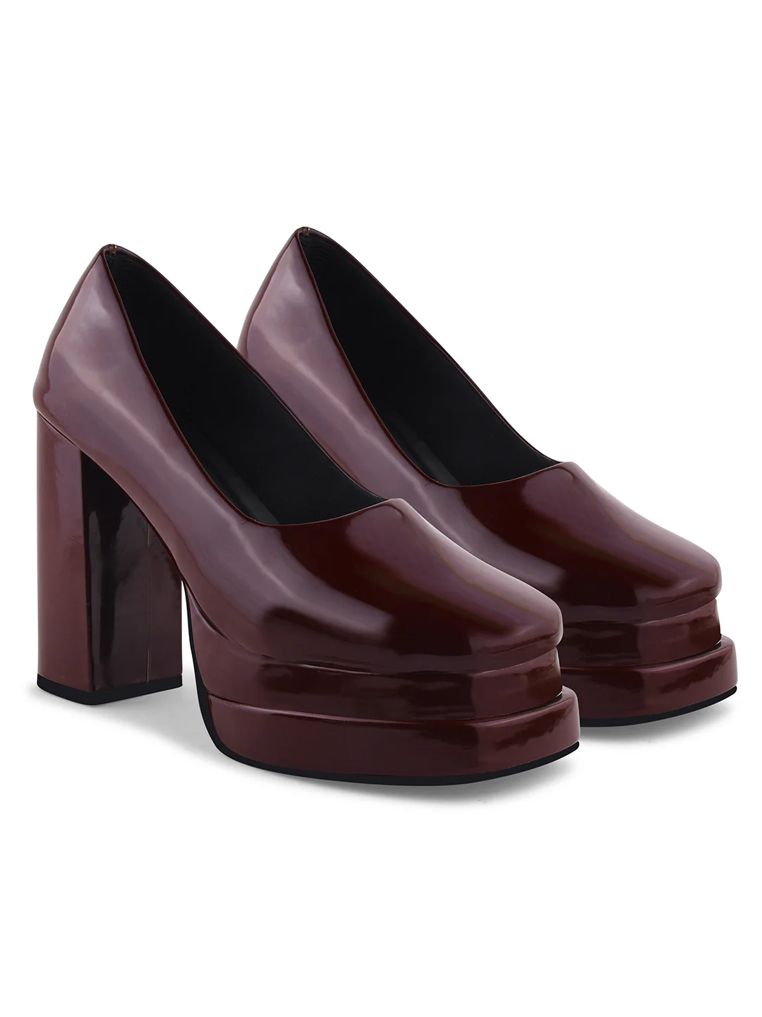 Glossy Platform High Block Heels - Image 11