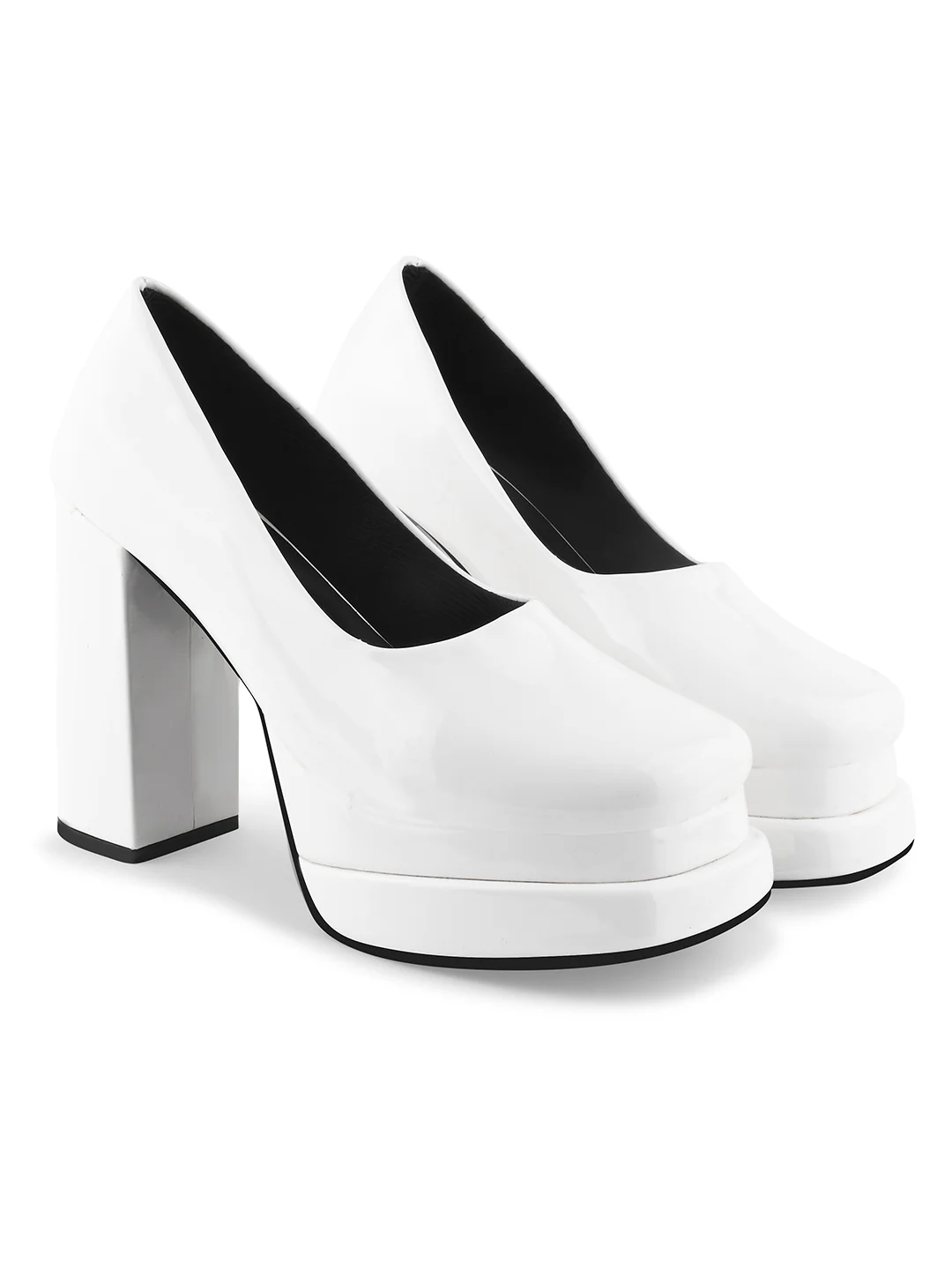 Glossy Platform High Block Heels - Image 17