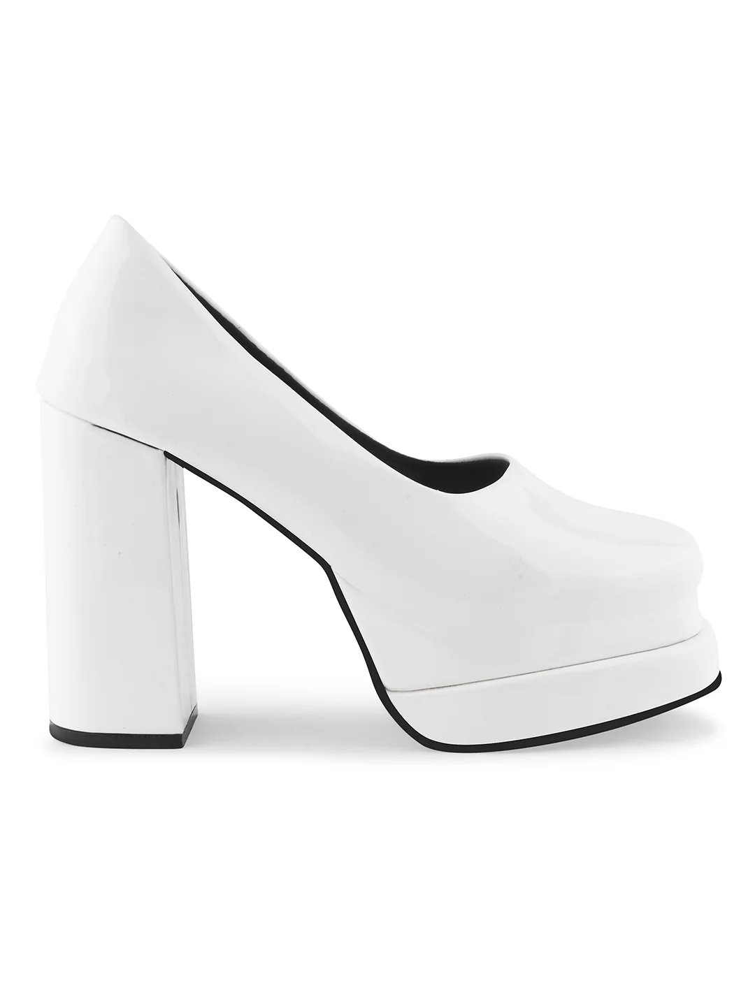 Glossy Platform High Block Heels - Image 18