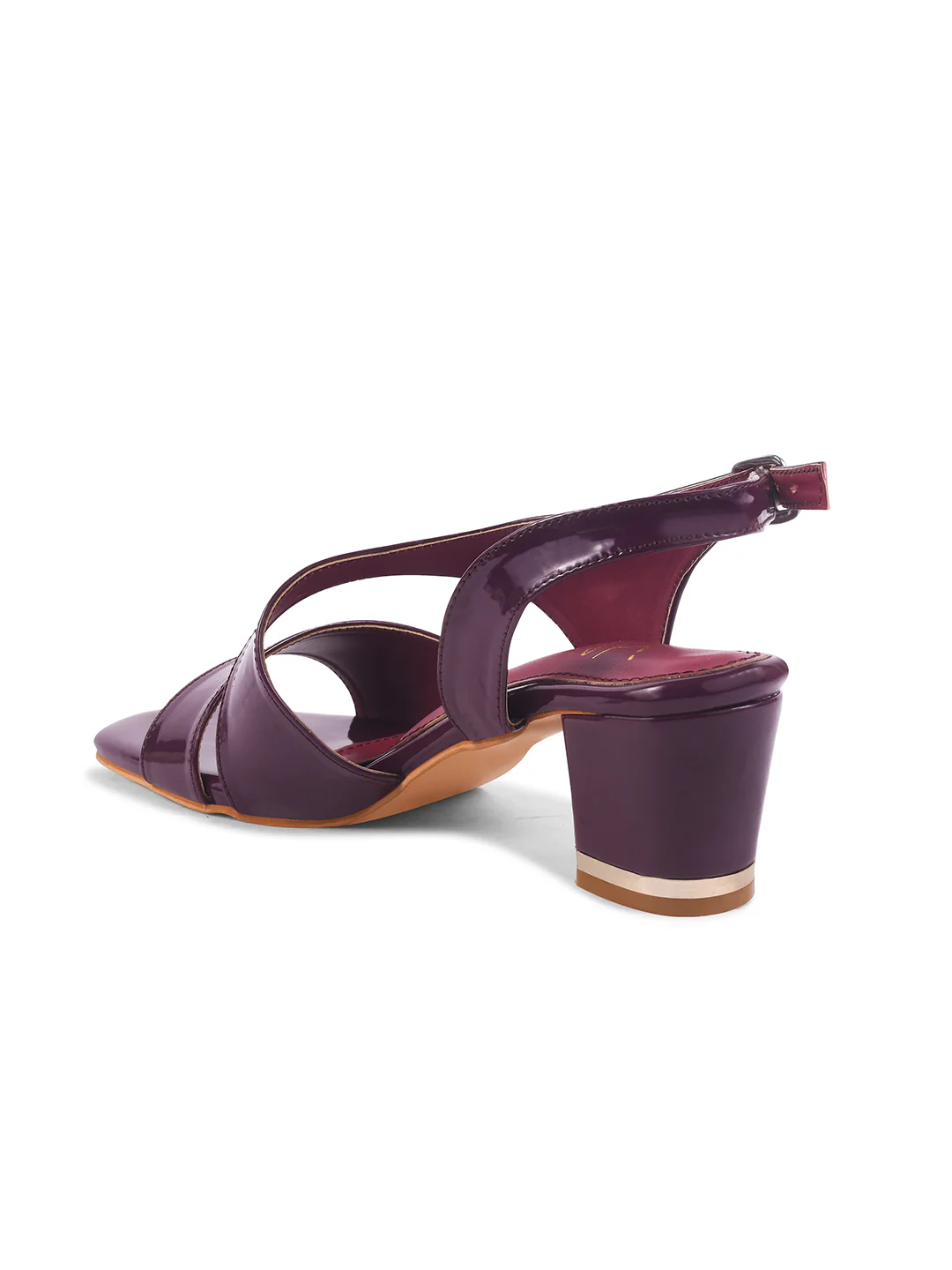 Glossy Slingback Block Heel Sandals with Open Toe - Image 11