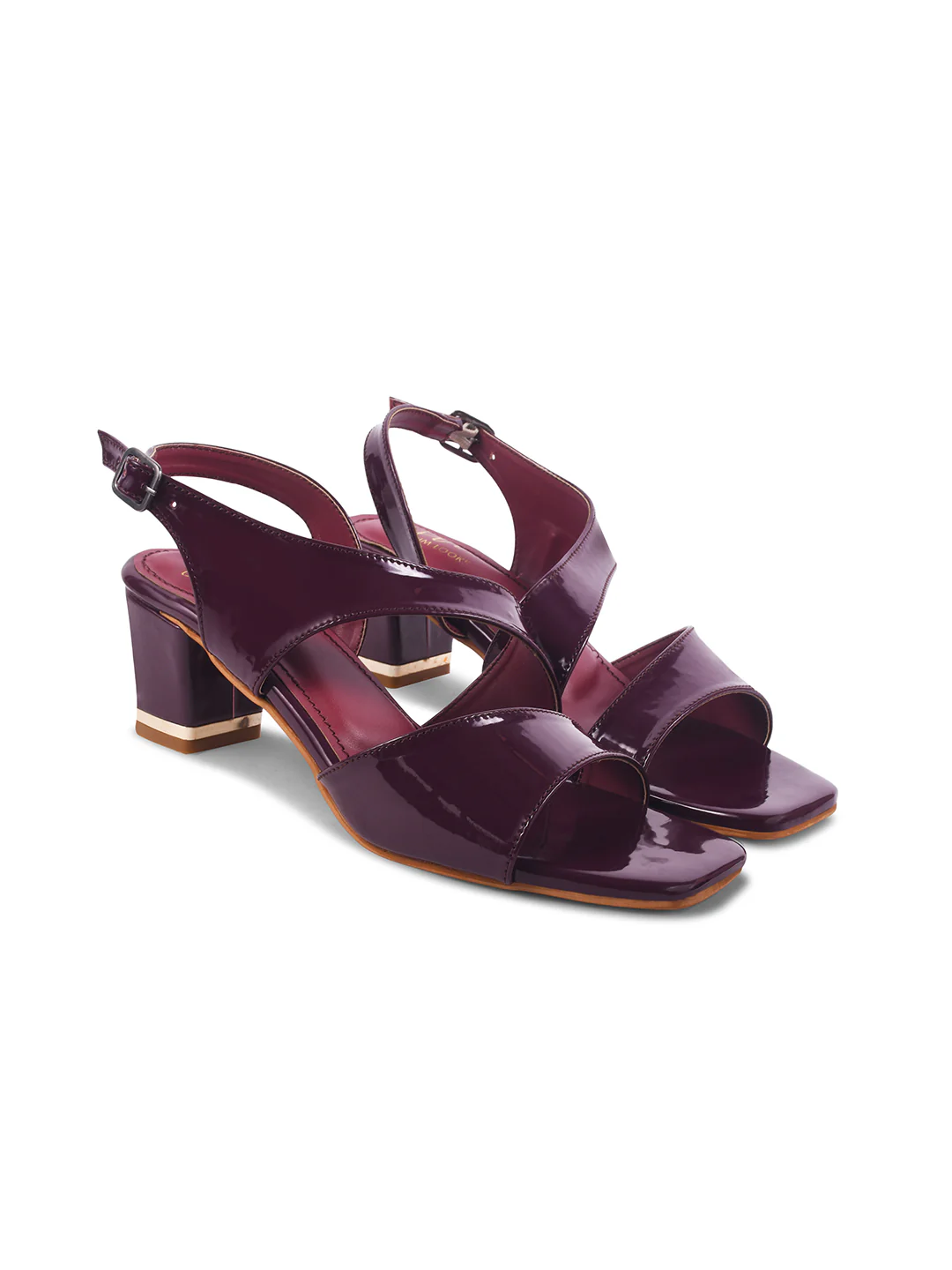 Glossy Slingback Block Heel Sandals with Open Toe - Image 12