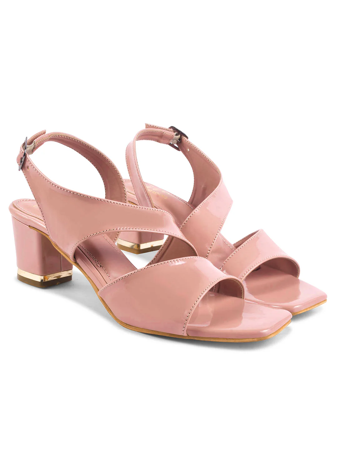 Glossy Slingback Block Heel Sandals with Open Toe - Image 18