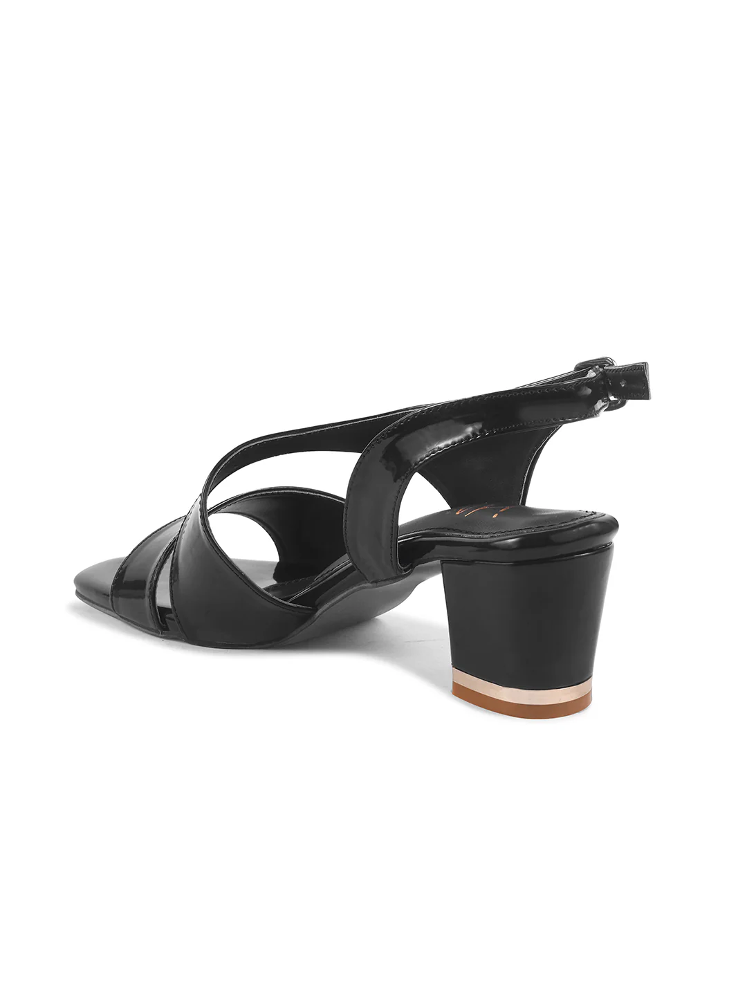 Glossy Slingback Block Heel Sandals with Open Toe - Image 5