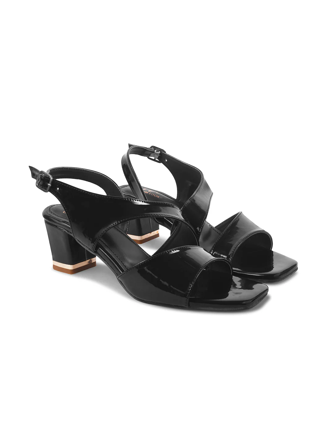 Glossy Slingback Block Heel Sandals with Open Toe - Image 6