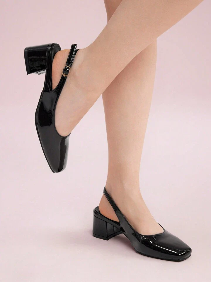 Glossy Slingback Block Heels - Image 3