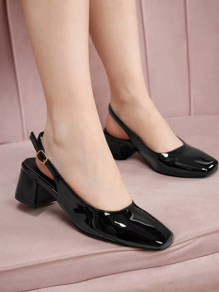 Glossy Slingback Block Heels - Image 5