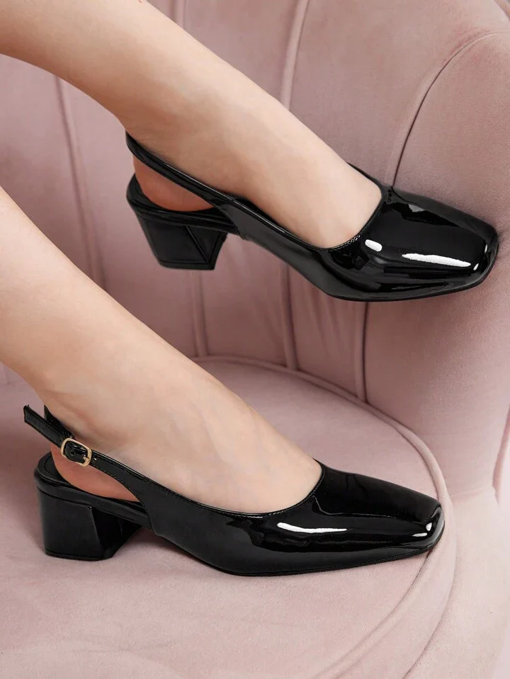 Glossy Slingback Block Heels - Image 6
