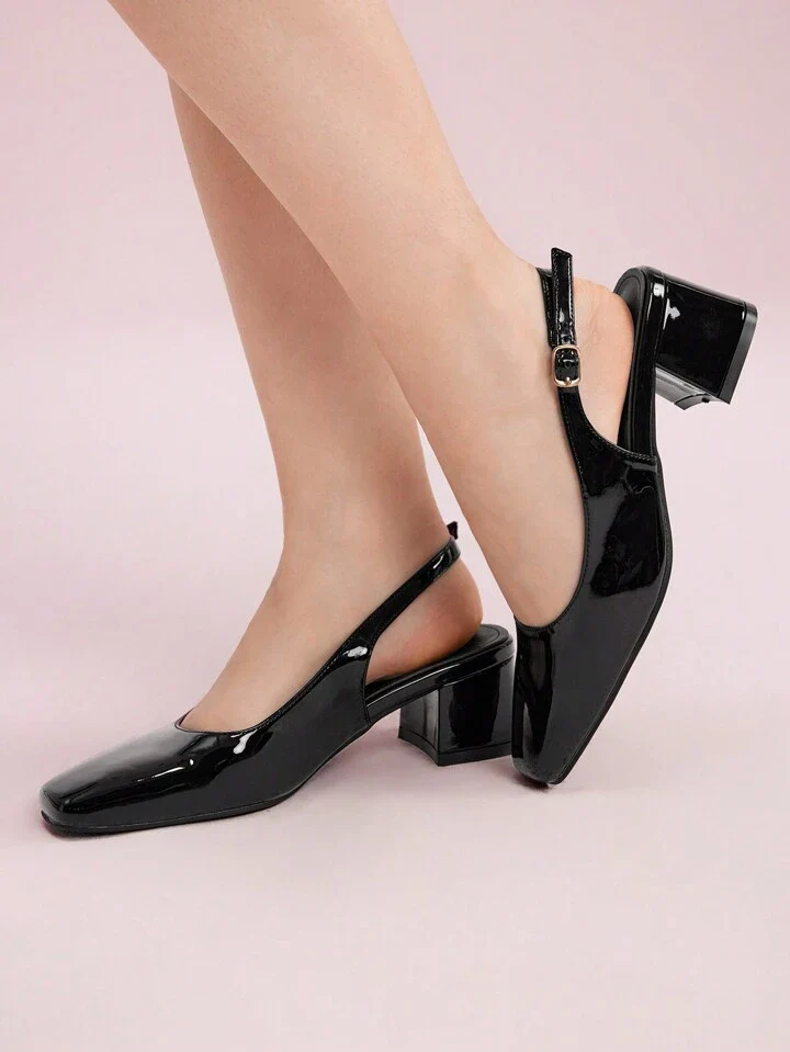 Glossy Slingback Block Heels - Image 7