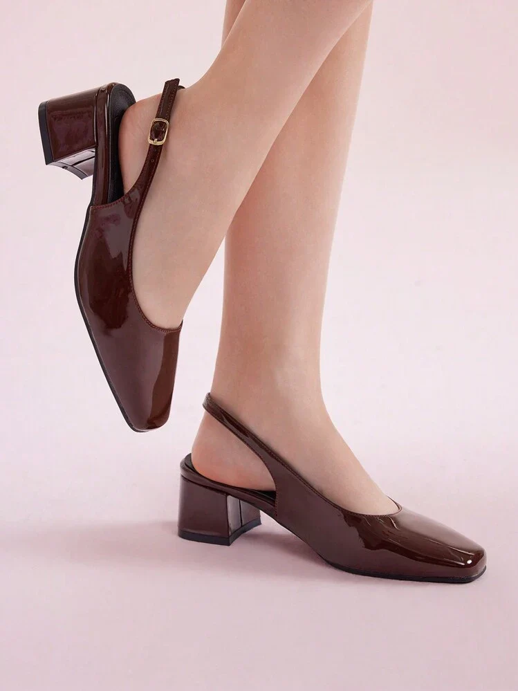 Glossy Slingback Block Heels - Image 8