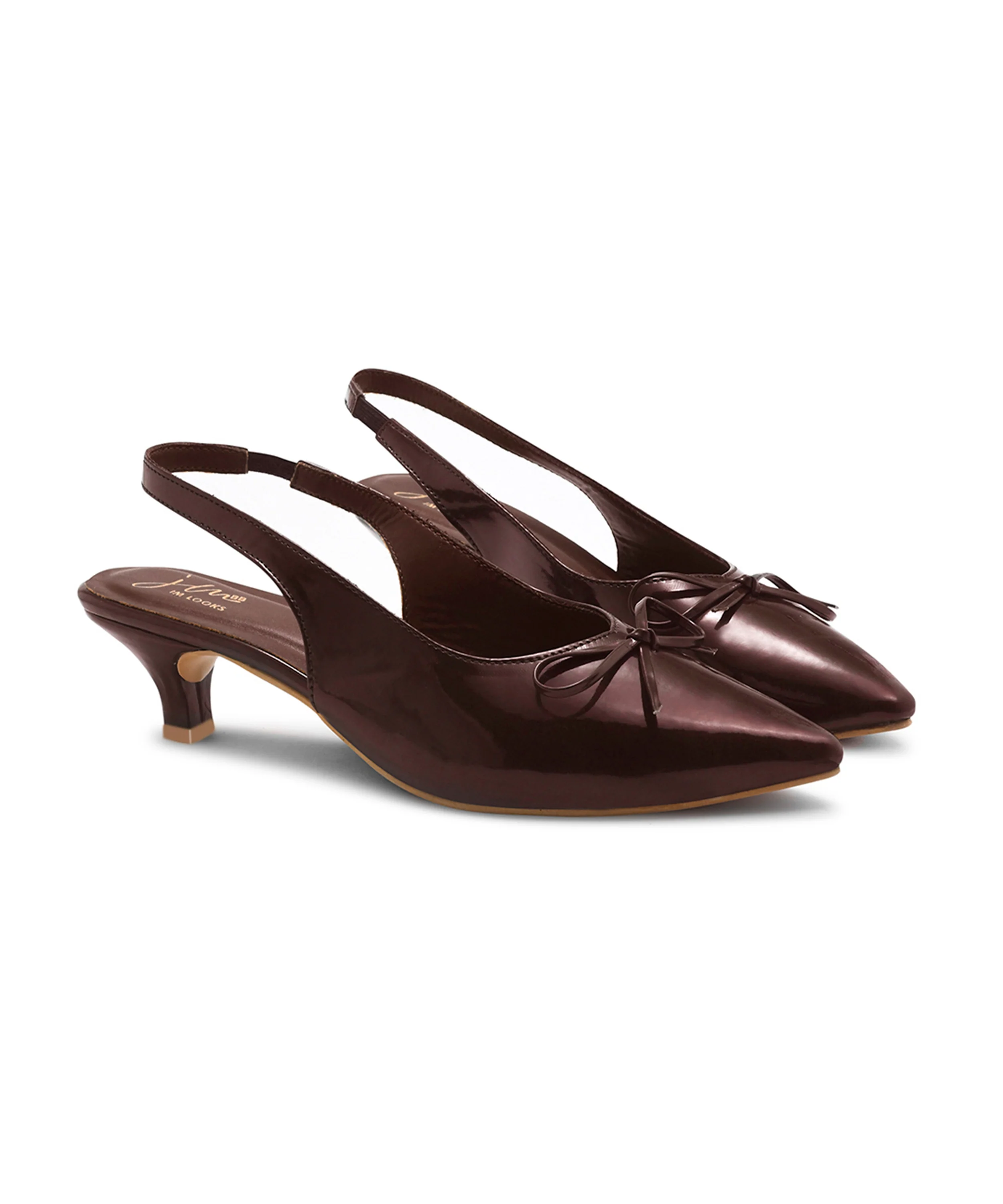 Glossy Slingback Kitten Heel with Bow - Image 11