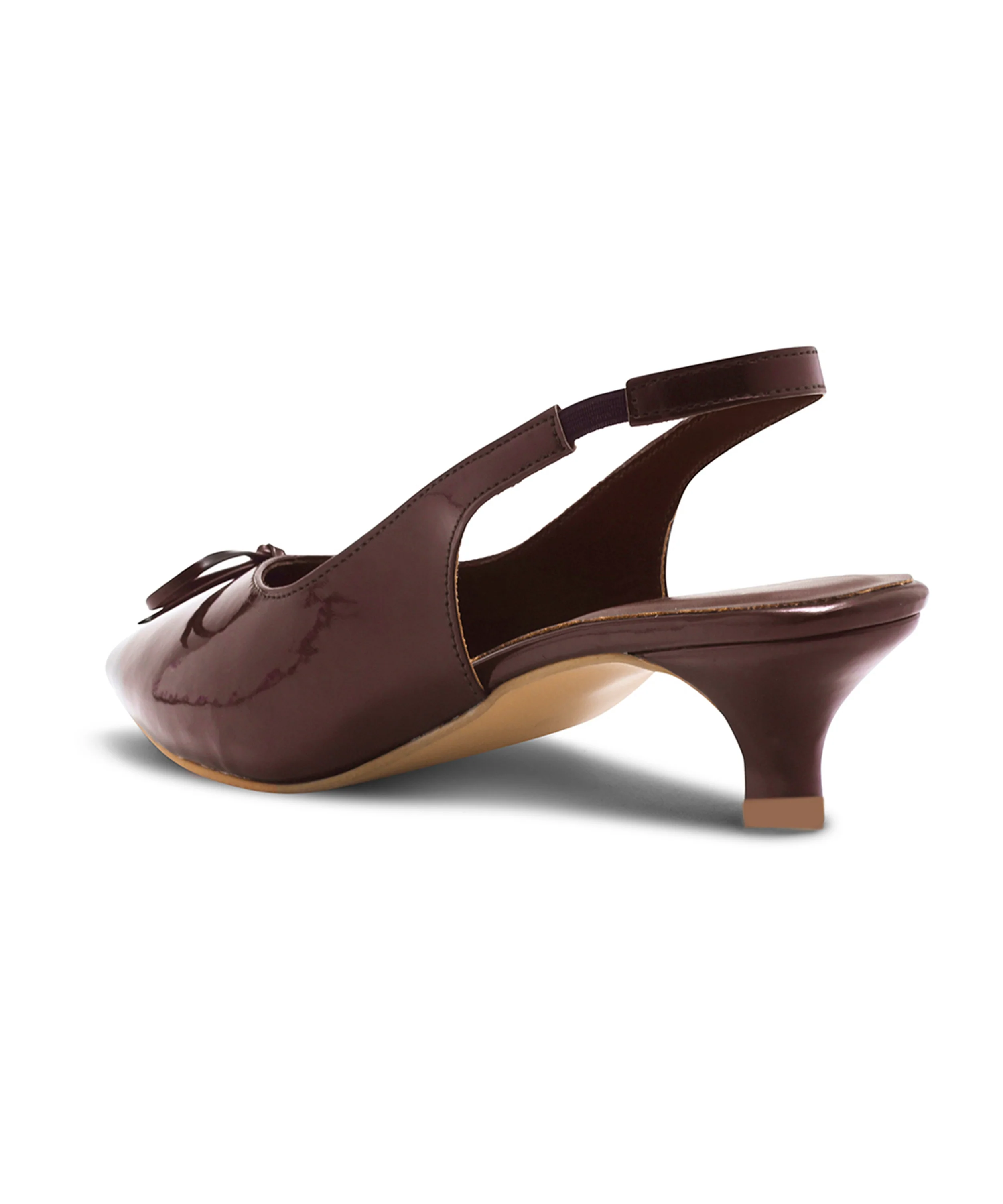 Glossy Slingback Kitten Heel with Bow - Image 12
