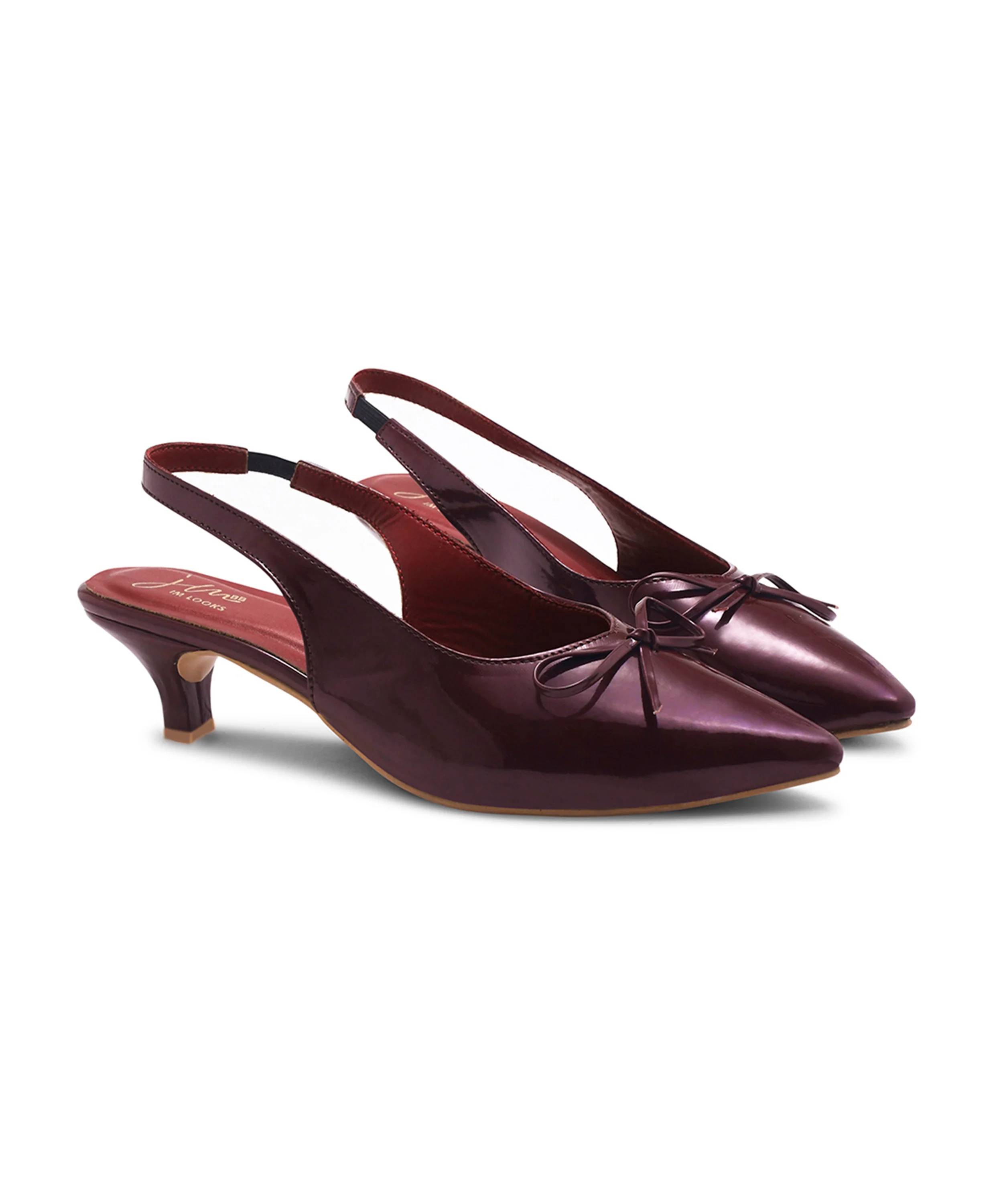 Glossy Slingback Kitten Heel with Bow - Image 17