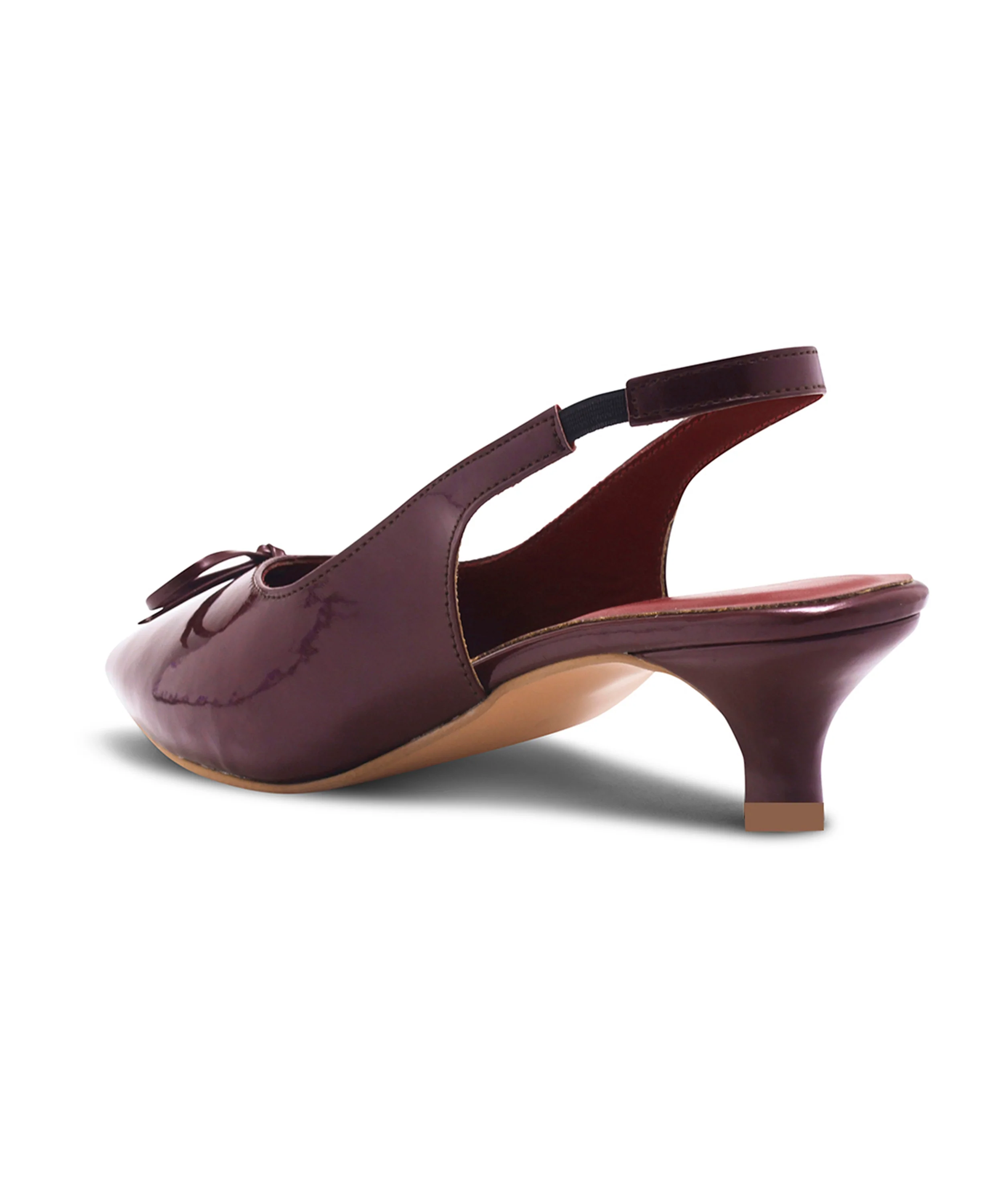 Glossy Slingback Kitten Heel with Bow - Image 18
