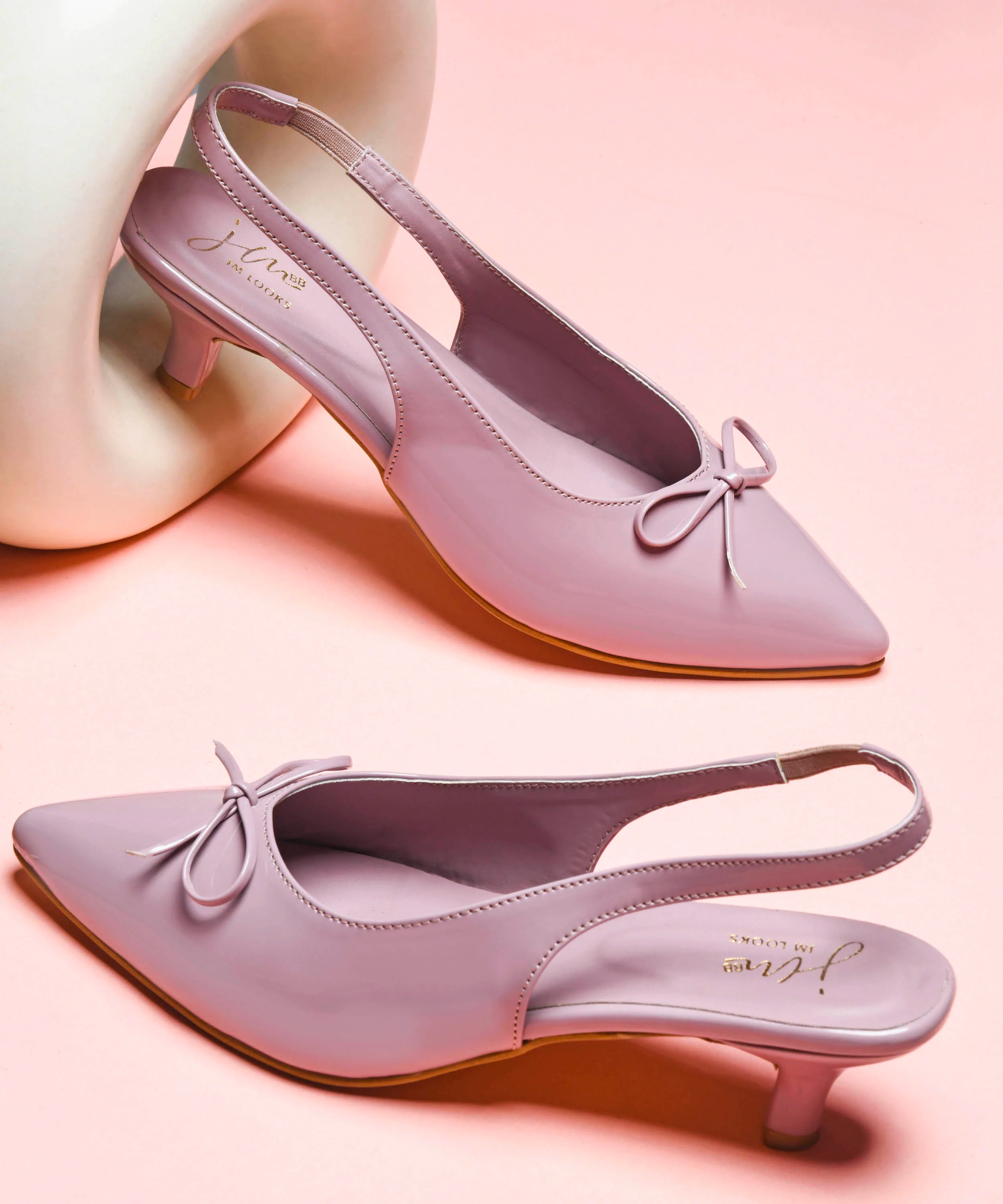 Glossy Slingback Kitten Heel with Bow - Image 21