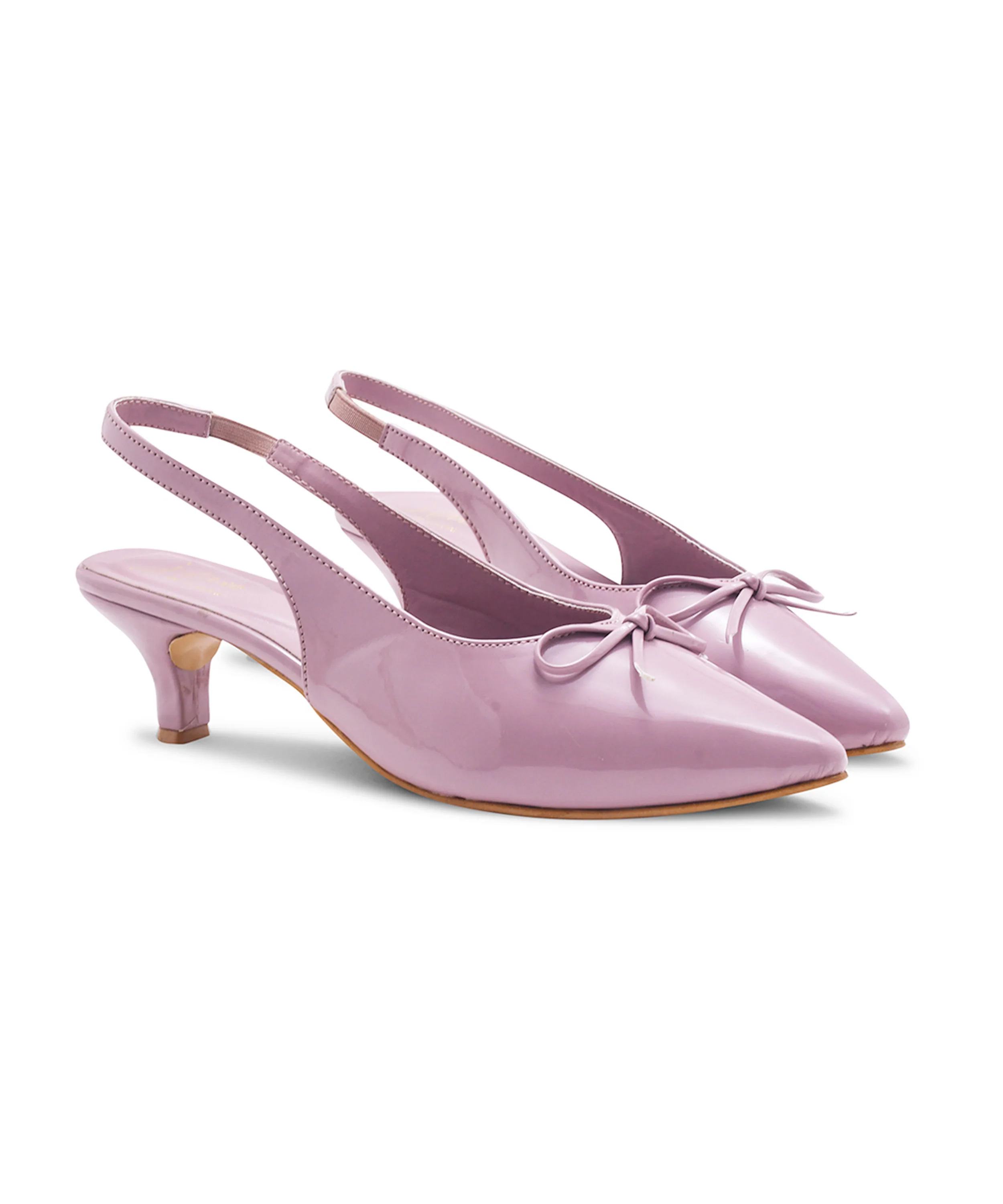 Glossy Slingback Kitten Heel with Bow - Image 23