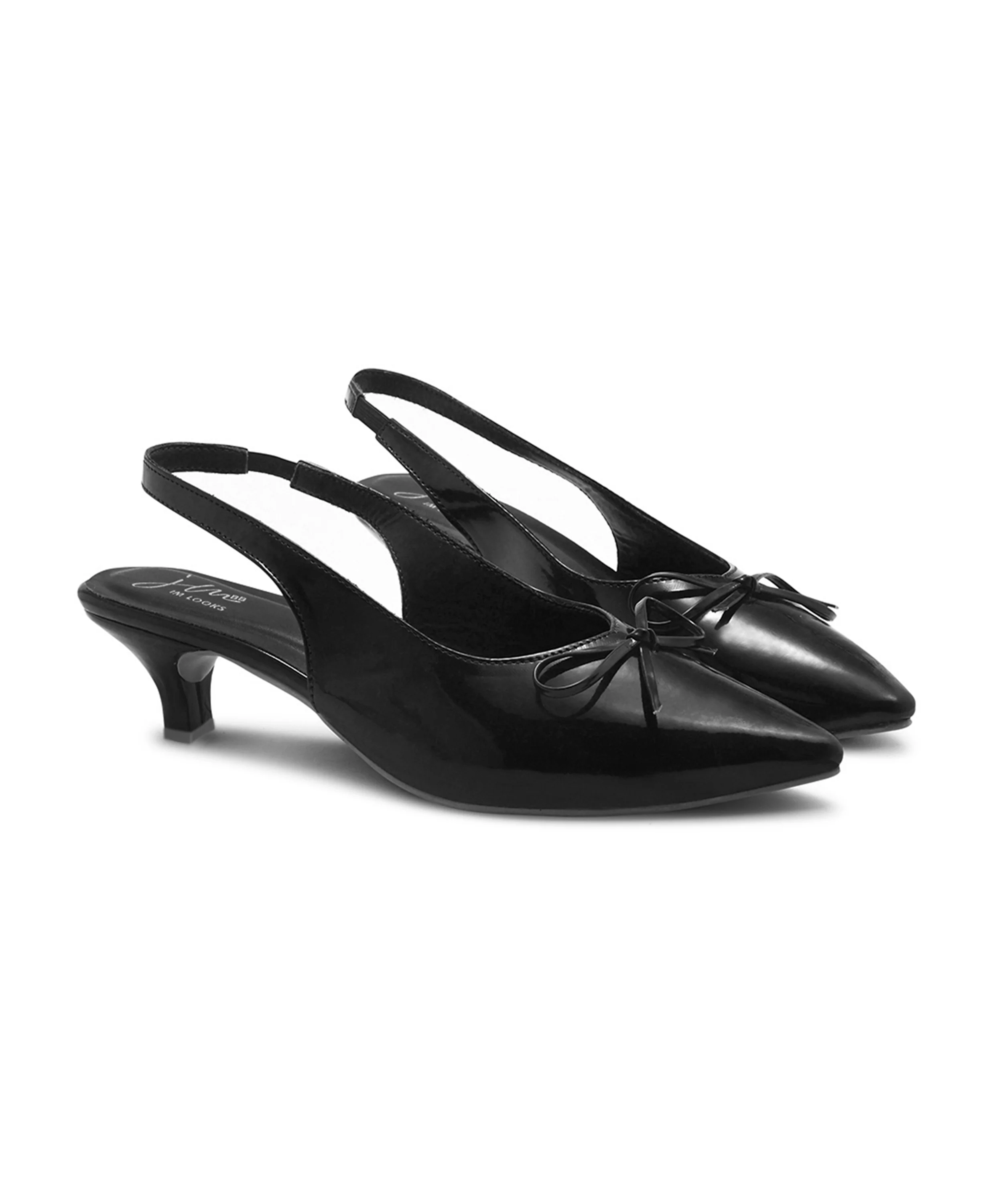 Glossy Slingback Kitten Heel with Bow - Image 5