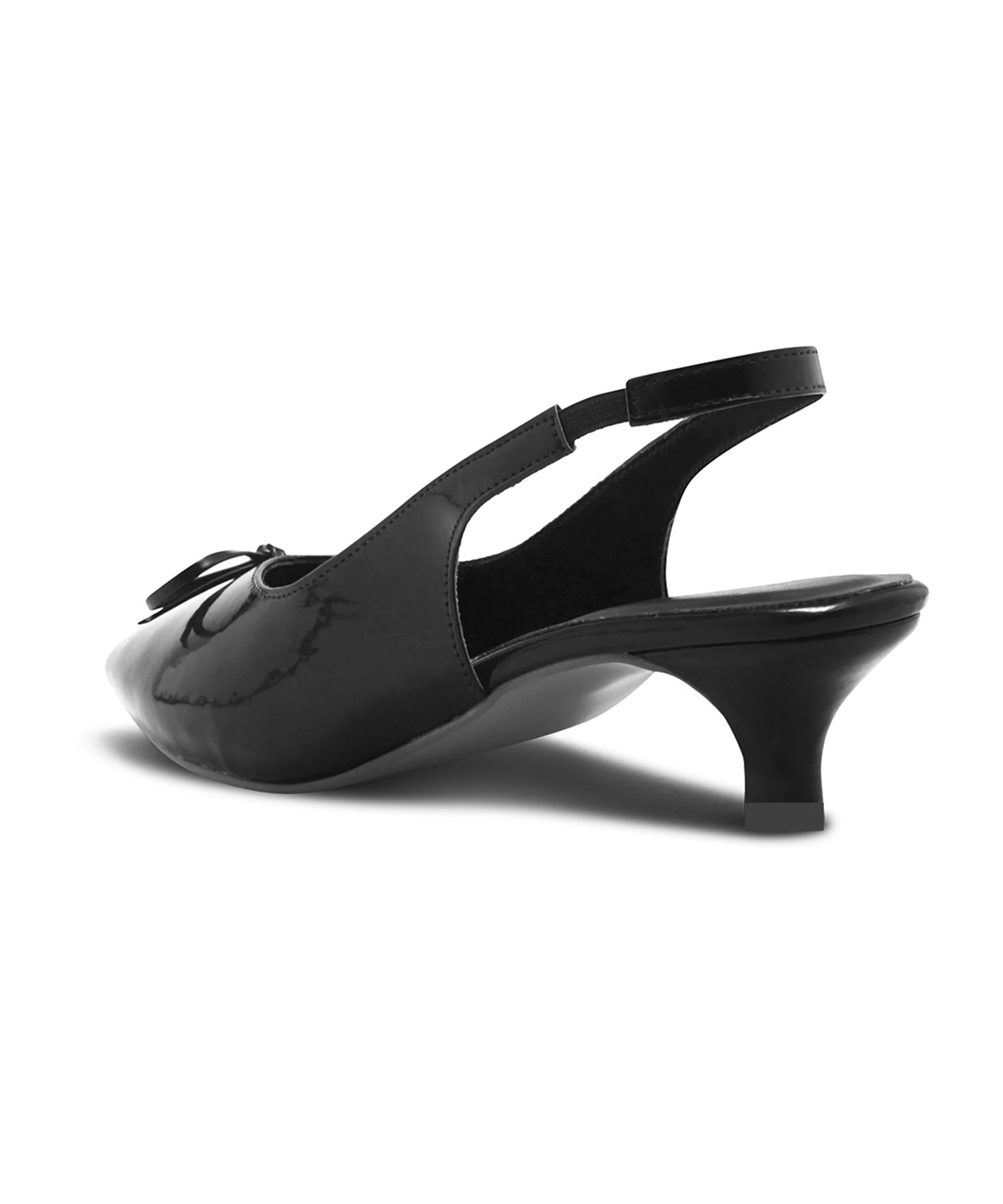 Glossy Slingback Kitten Heel with Bow - Image 6