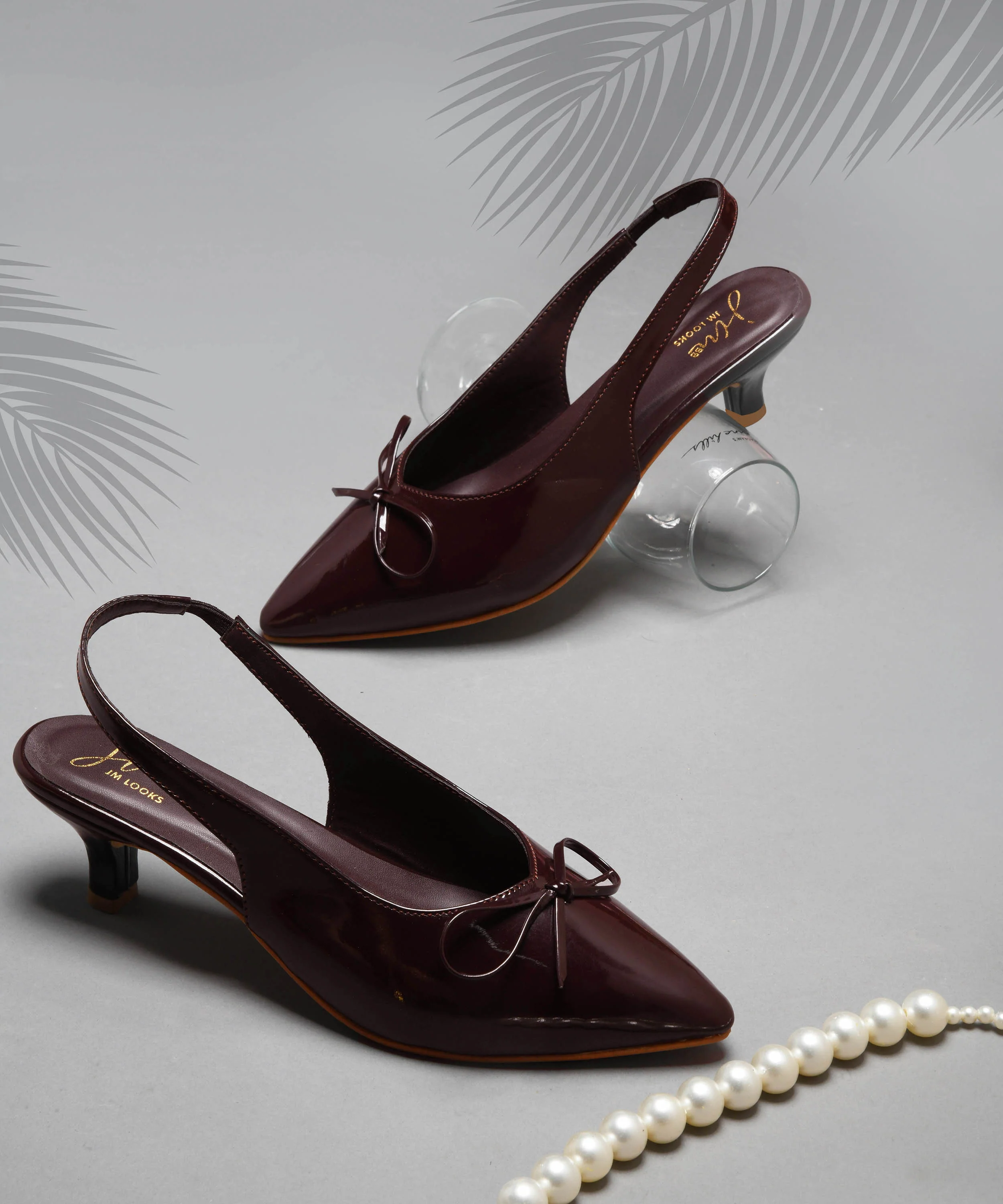 Glossy Slingback Kitten Heel with Bow - Image 8