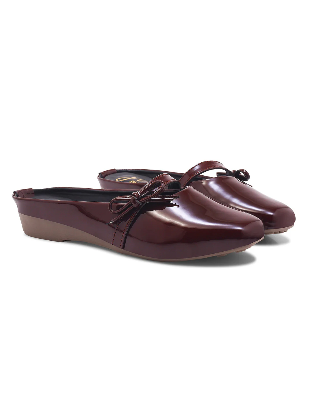 Glossy Slip-On Loafers With Bow - Image 12