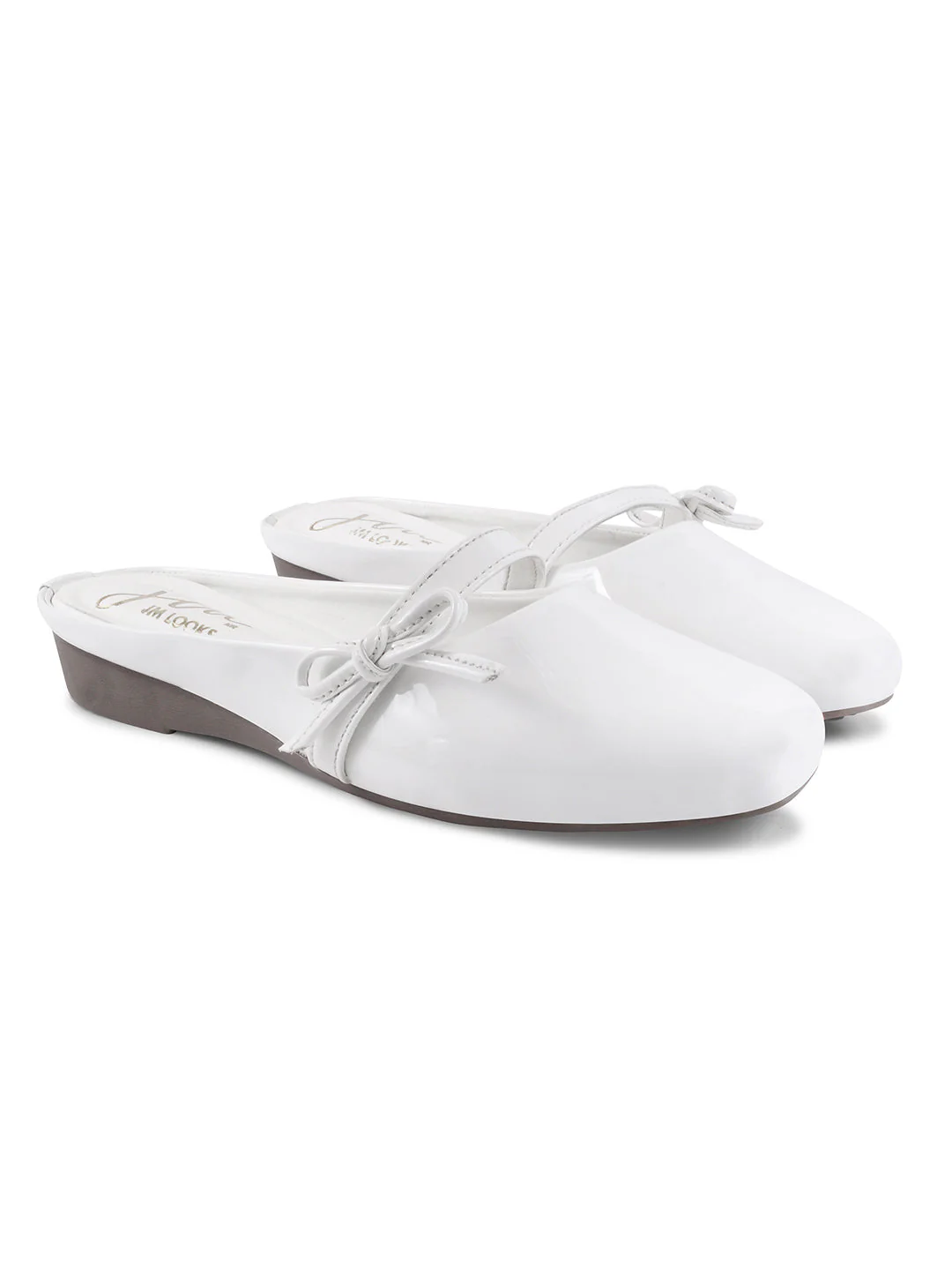 Glossy Slip-On Loafers With Bow - Image 18