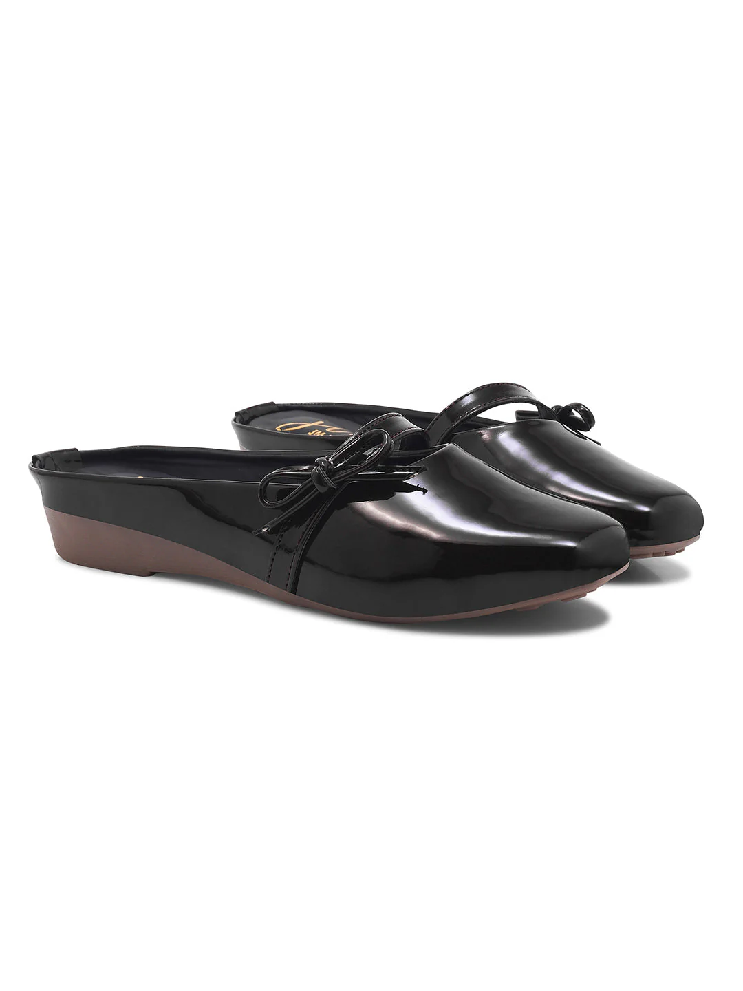 Glossy Slip-On Loafers With Bow - Image 23