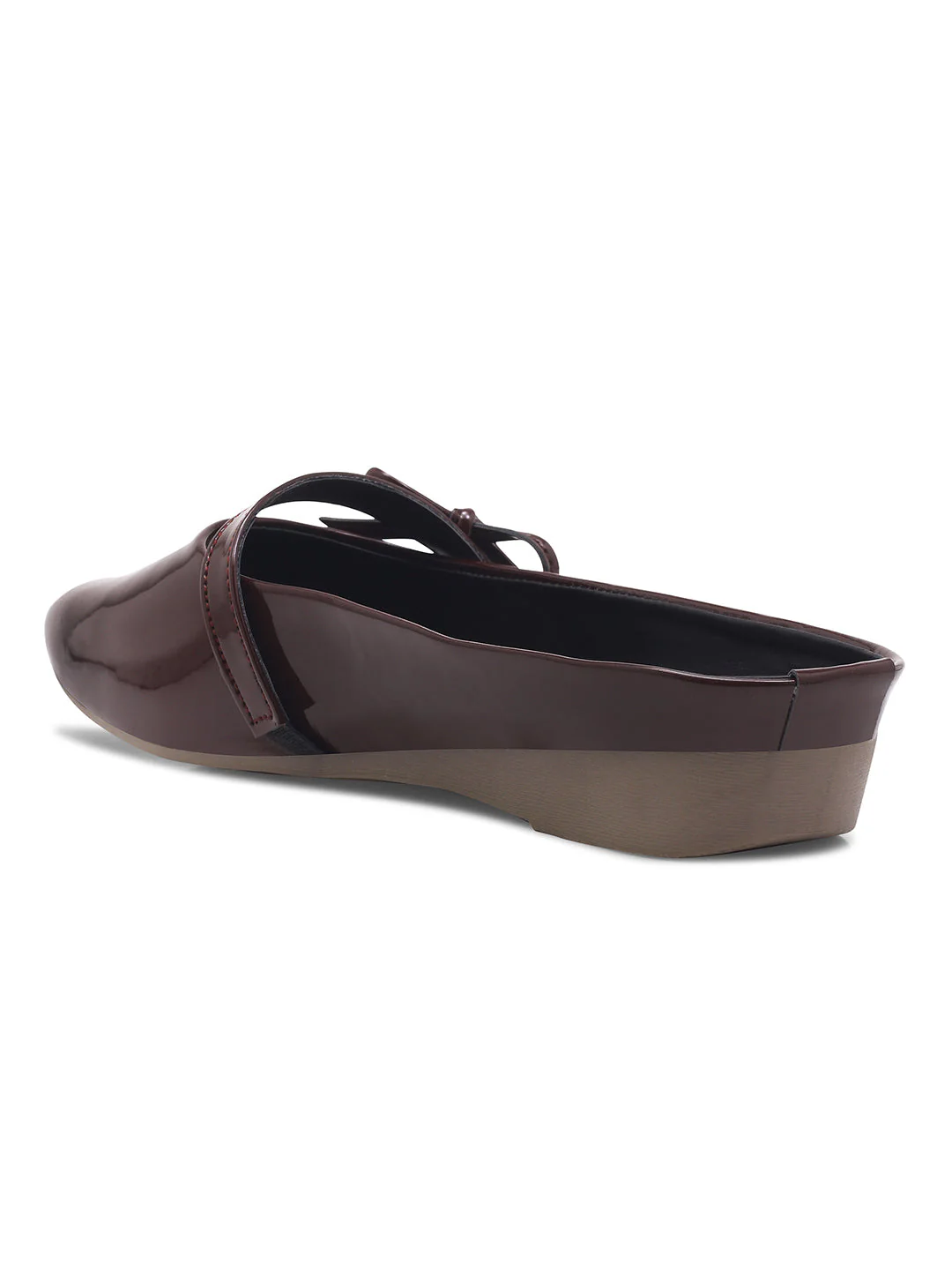 Glossy Slip-On Loafers With Bow - Image 8