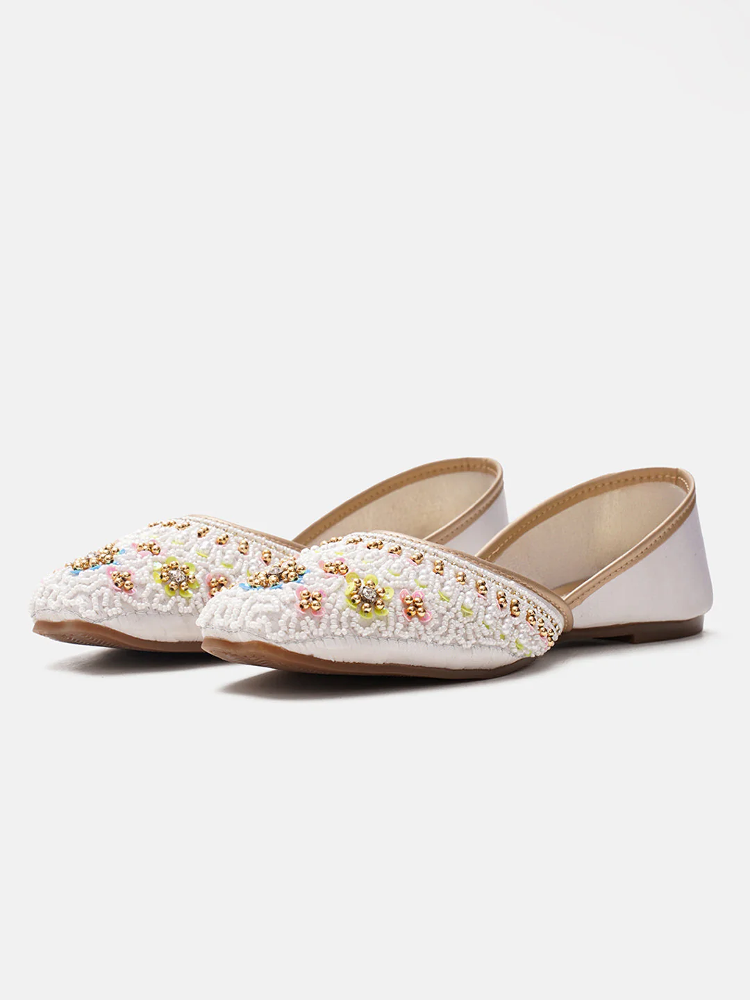 JM Looks Floral Embroidered Beaded Juttis - Image 16