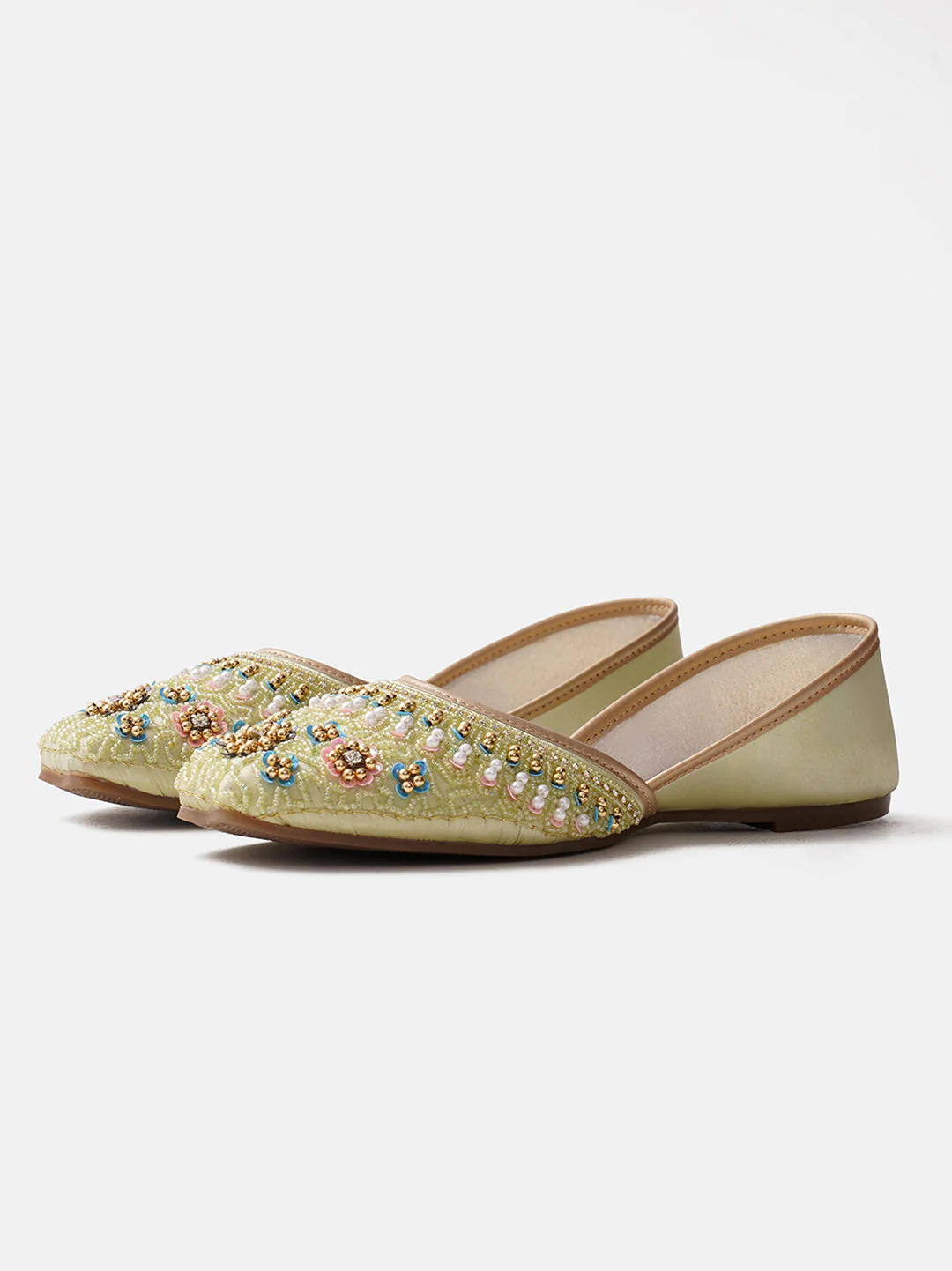 JM Looks Floral Embroidered Beaded Jutti - Image 11