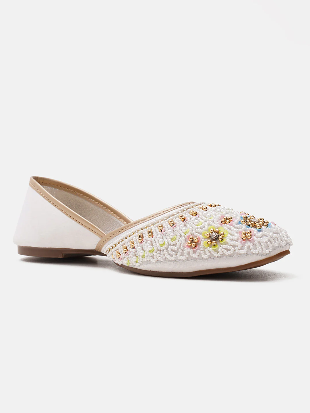 JM Looks Floral Embroidered Beaded Jutti - Image 17