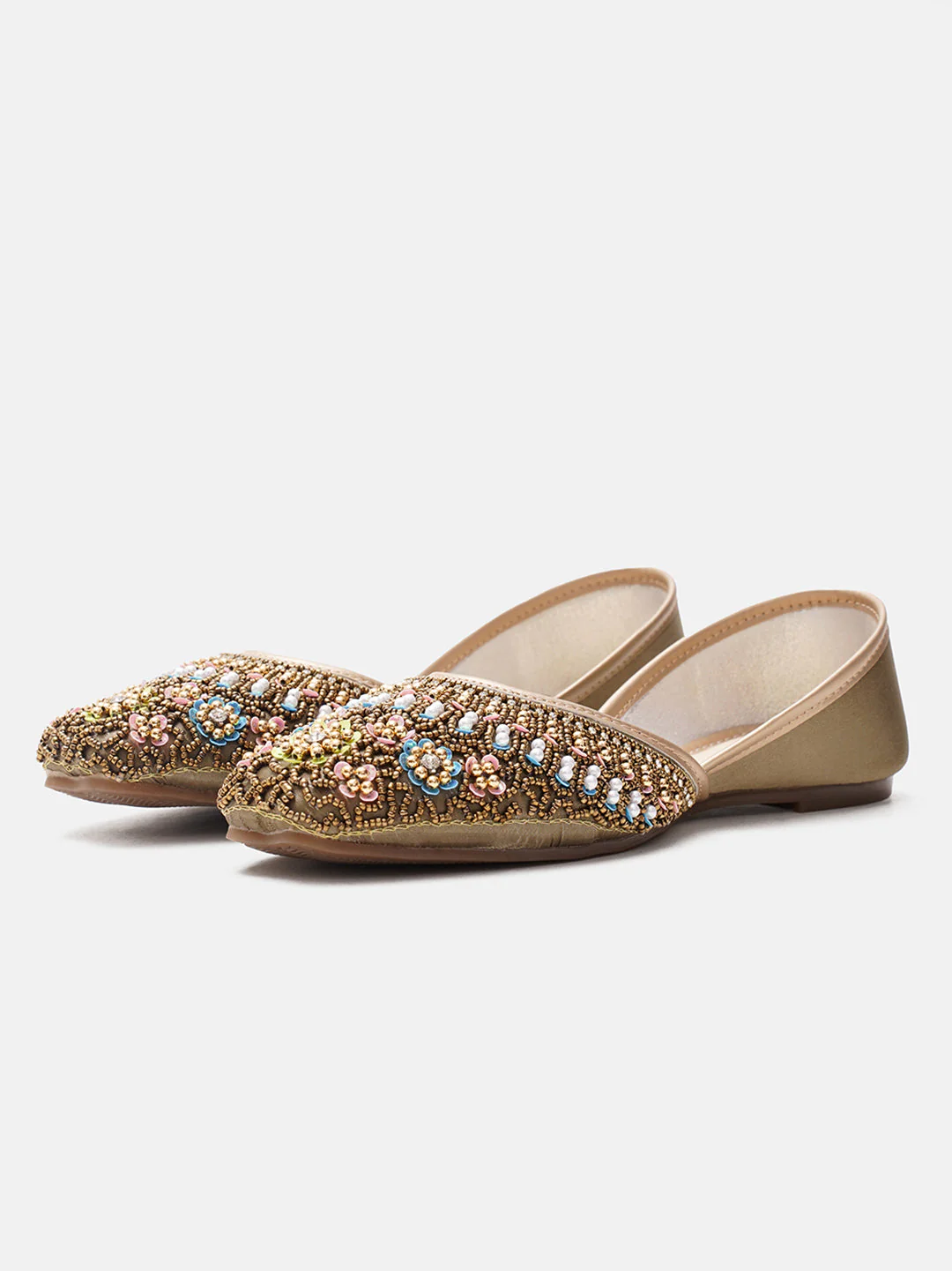 JM Looks Floral Embroidered Beaded Jutti - Image 7