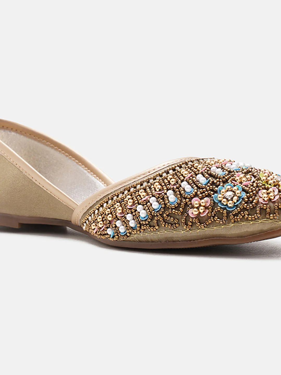 JM Looks Floral Embroidered Beaded Juttis - Image 7