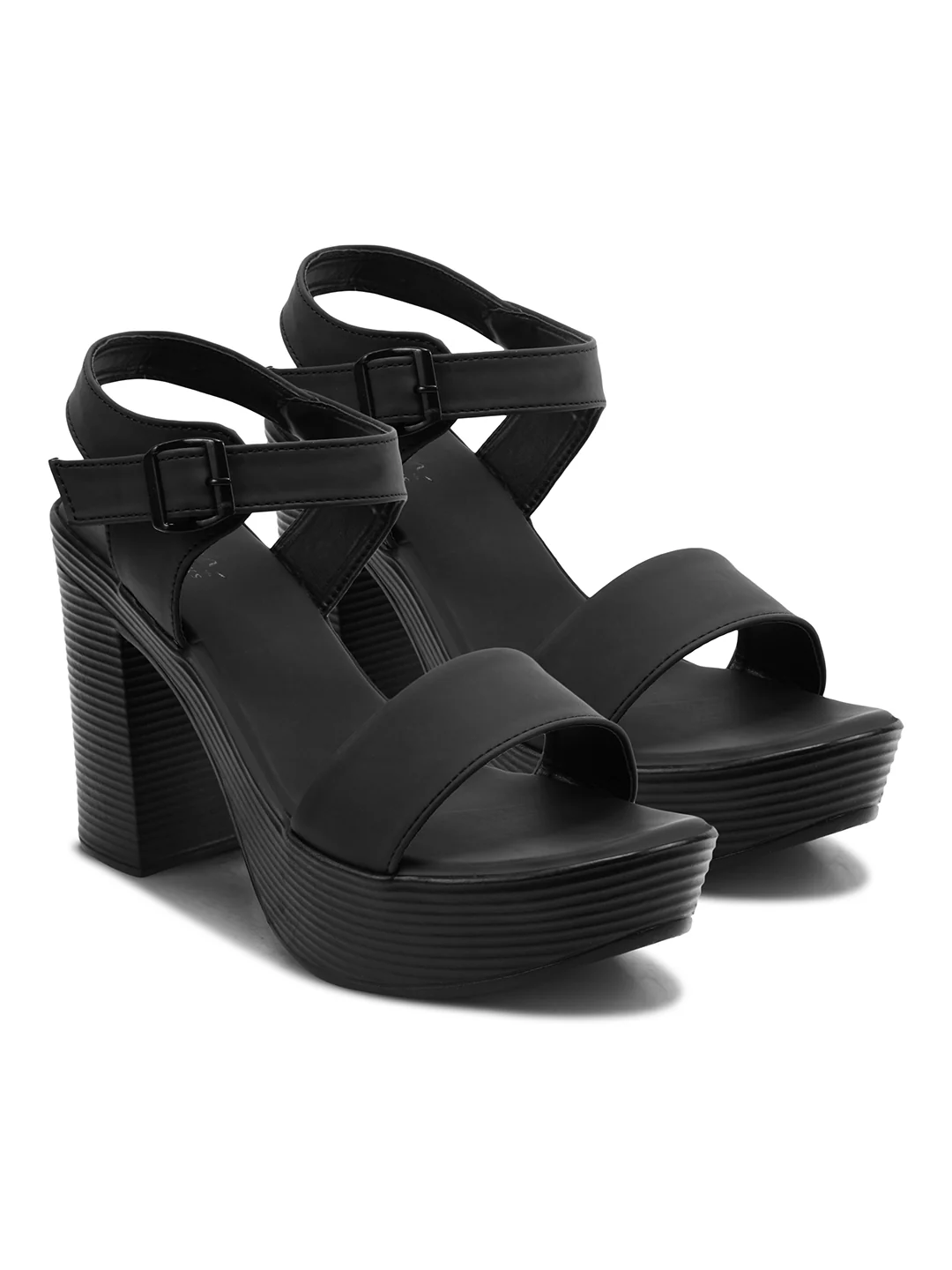 High Block Heel Platform Sandals with Adjustable Strap - Image 7