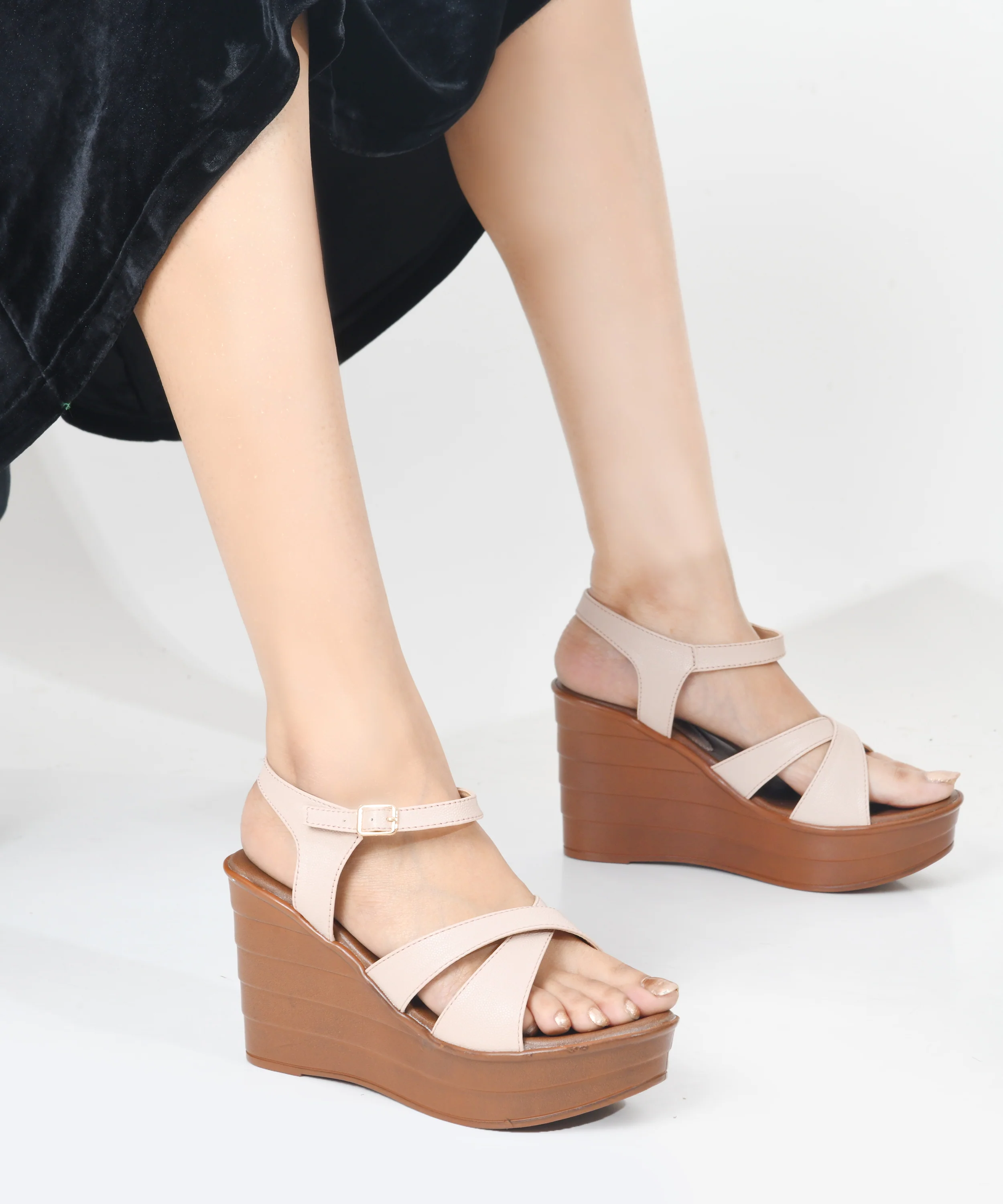 High Wedge Sandals with Crisscross Straps - Image 10