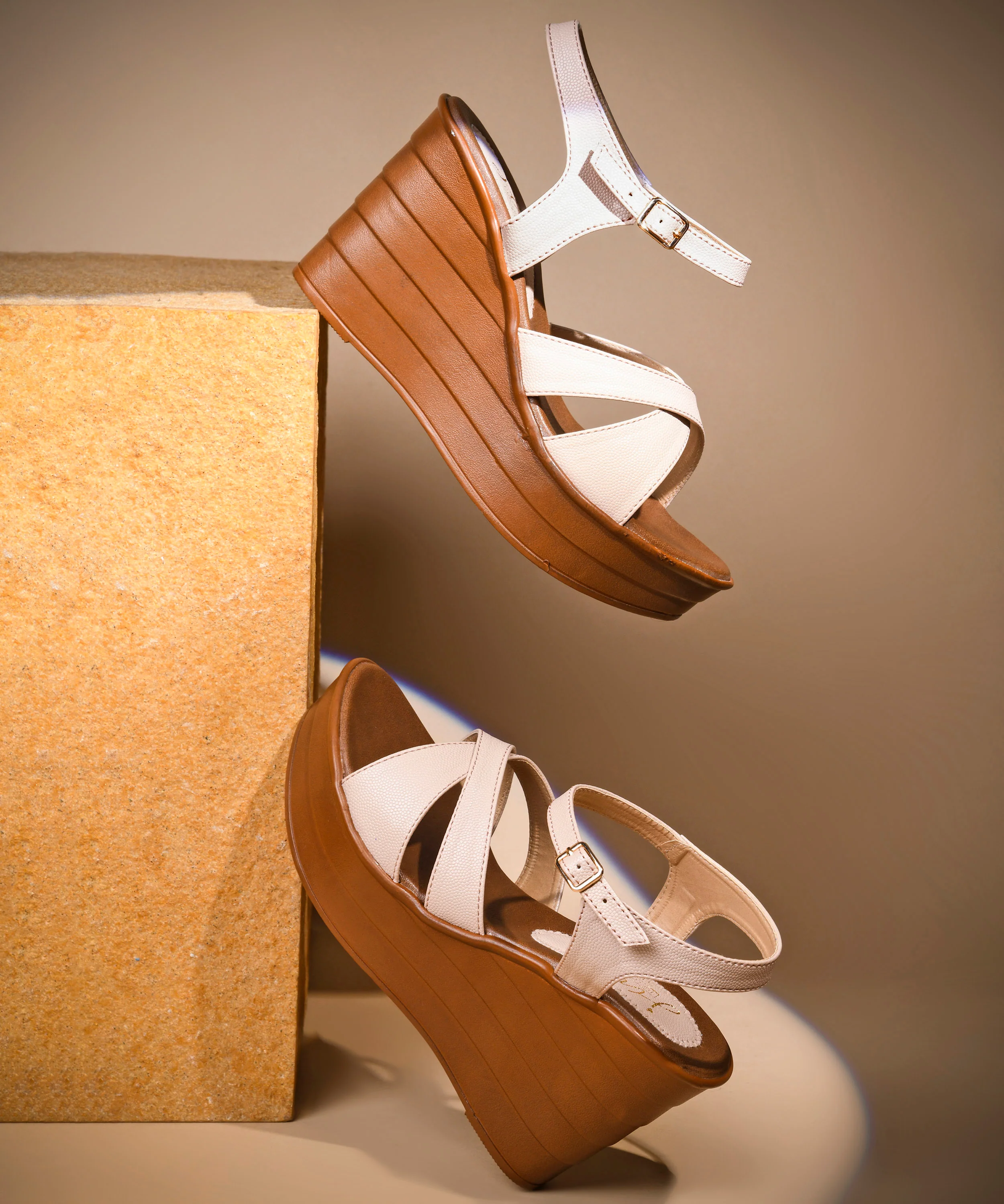High Wedge Sandals with Crisscross Straps - Image 11