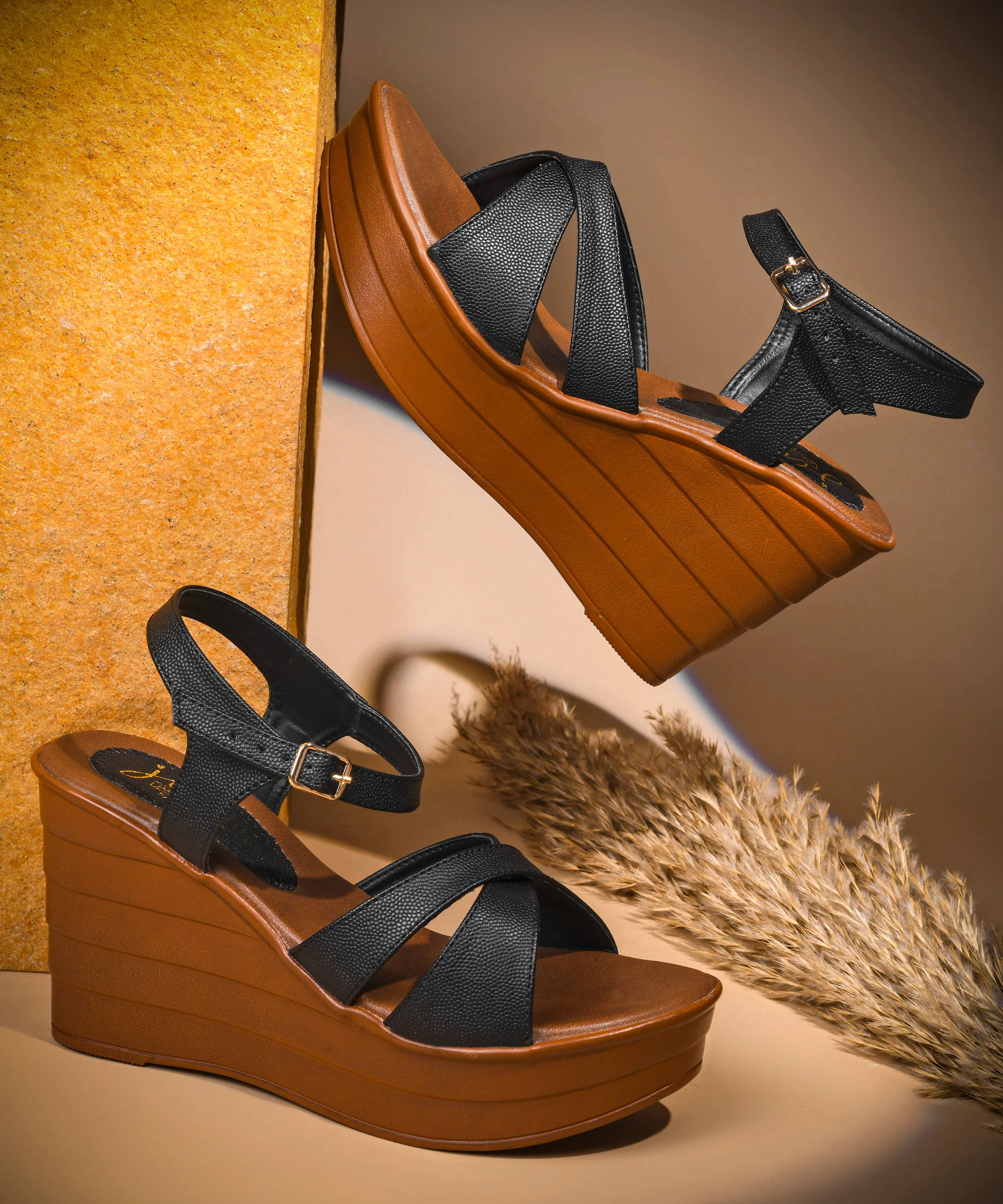 High Wedge Sandals with Crisscross Straps - Image 6