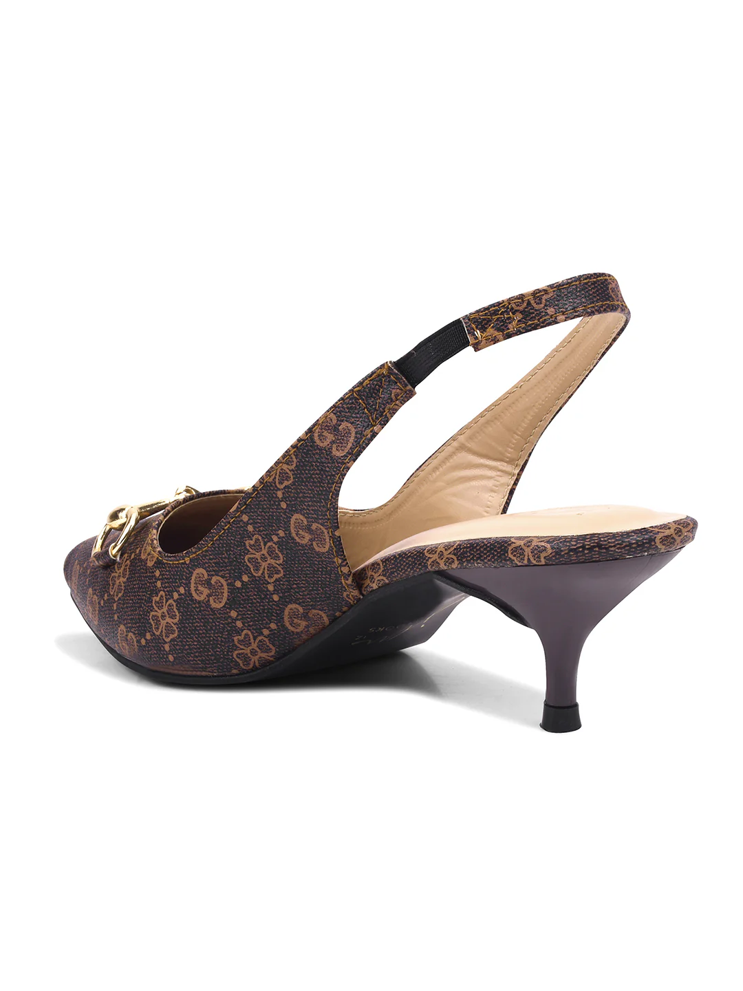 Horsebit Detail Kitten Heel Slingback Pumps - Image 12
