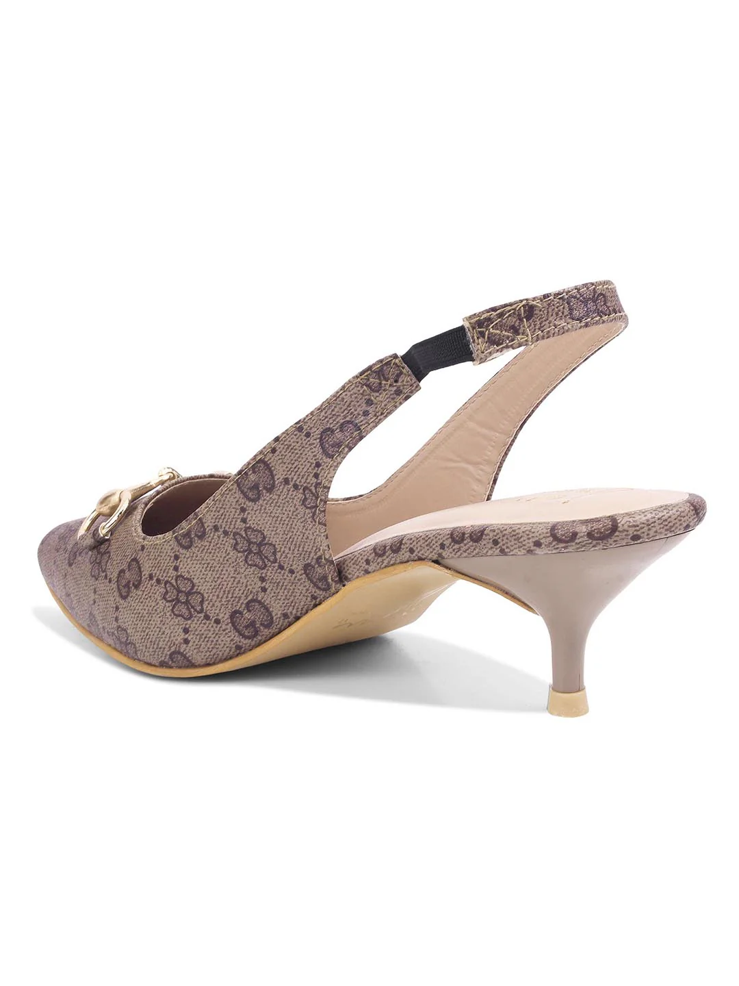 Horsebit Detail Kitten Heel Slingback Pumps - Image 7