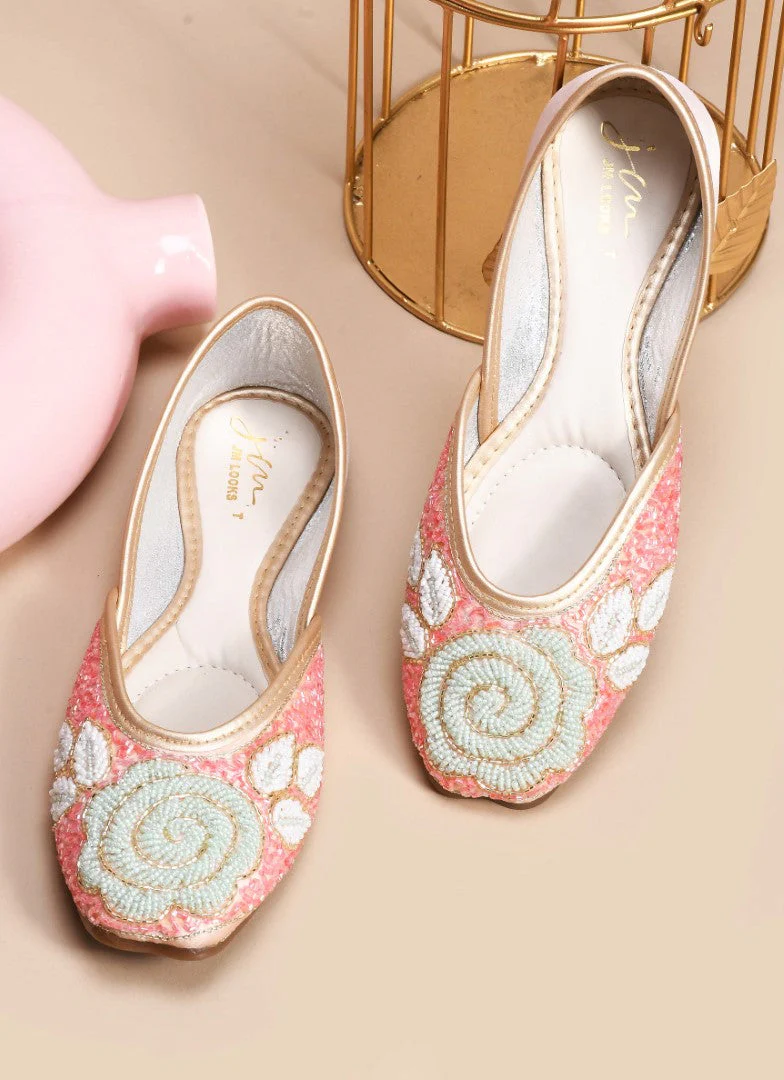 Jm Looks Floral Beaded Juttis for Women
