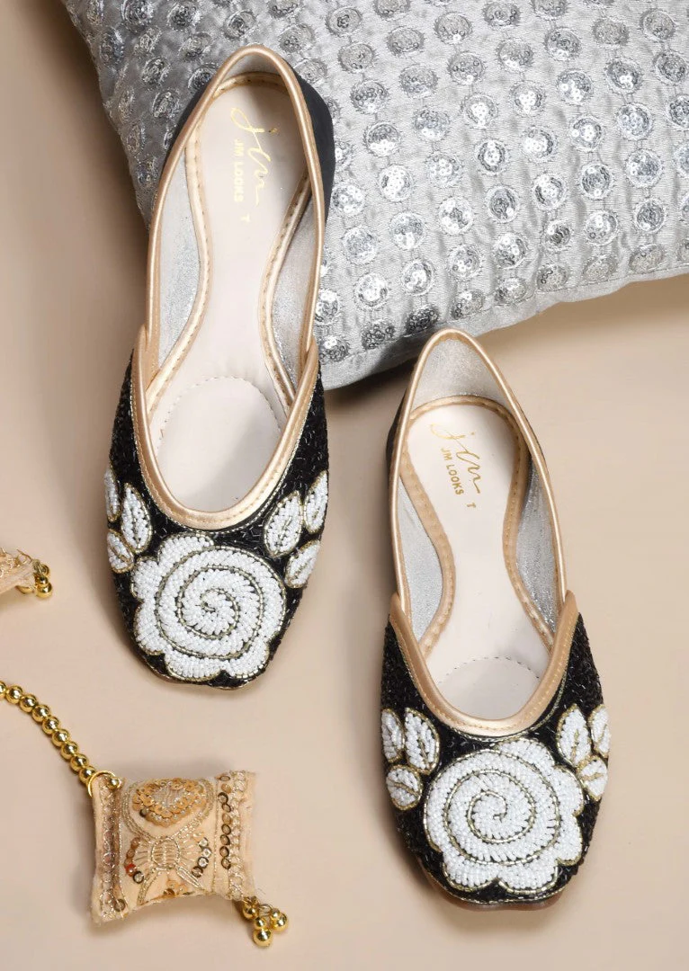 Jm Looks Floral Beaded Juttis for Women - Image 12