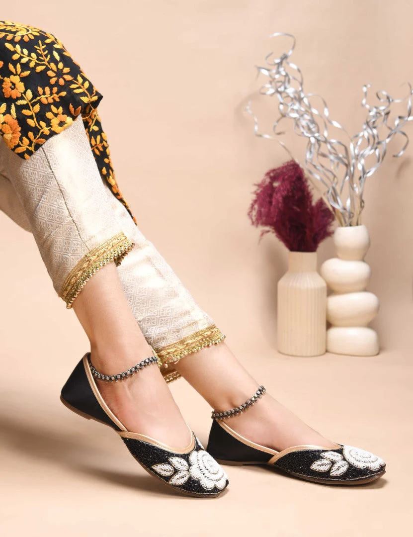 Jm Looks Floral Beaded Juttis for Women - Image 14