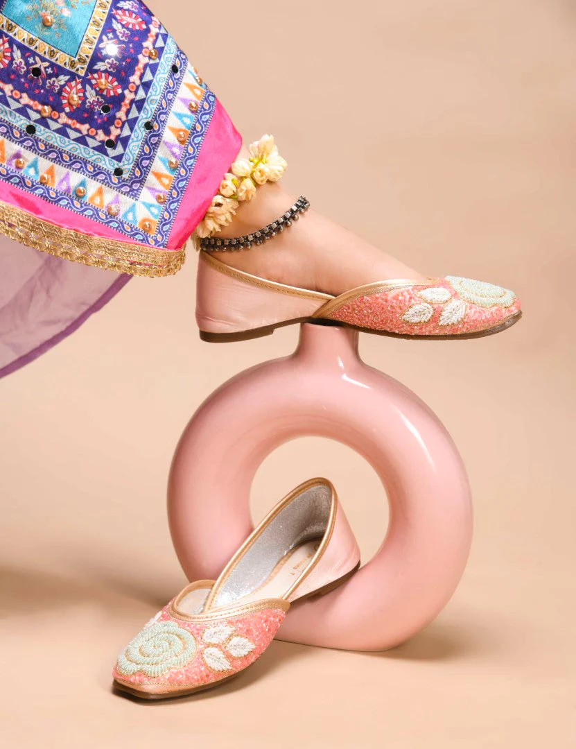 Jm Looks Floral Beaded Juttis for Women - Image 3