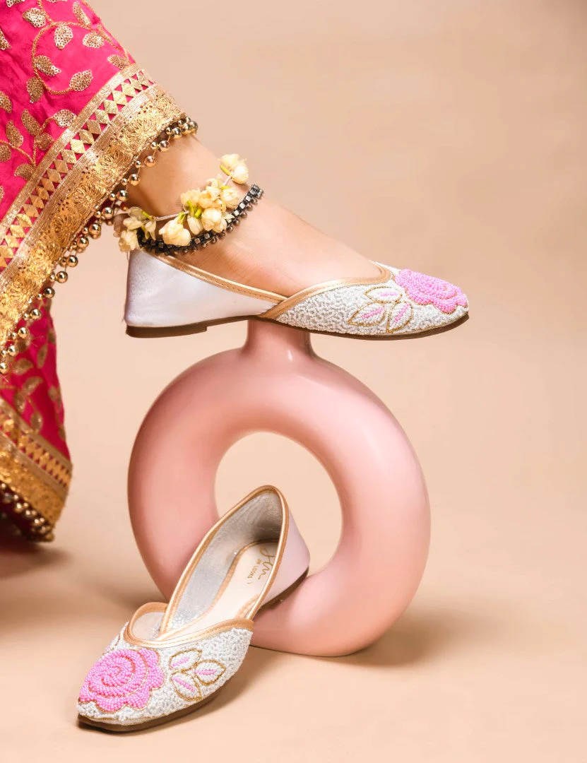 Jm Looks Floral Beaded Juttis for Women - Image 7