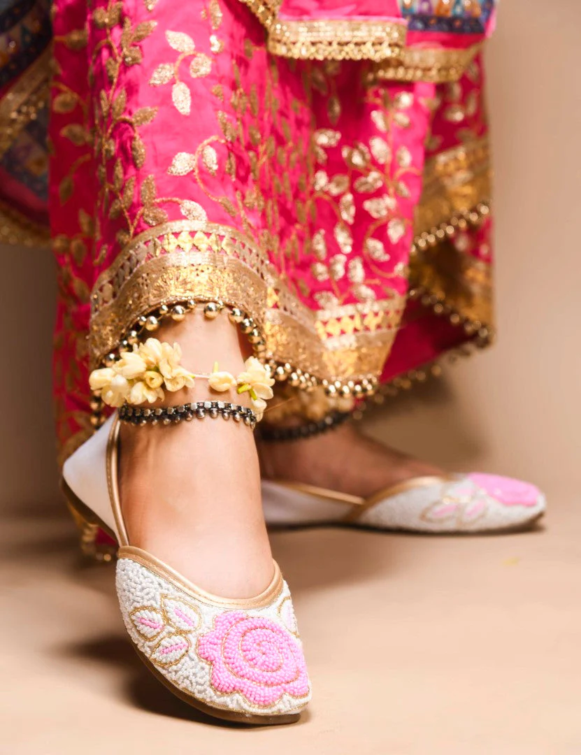Jm Looks Floral Beaded Juttis for Women - Image 8