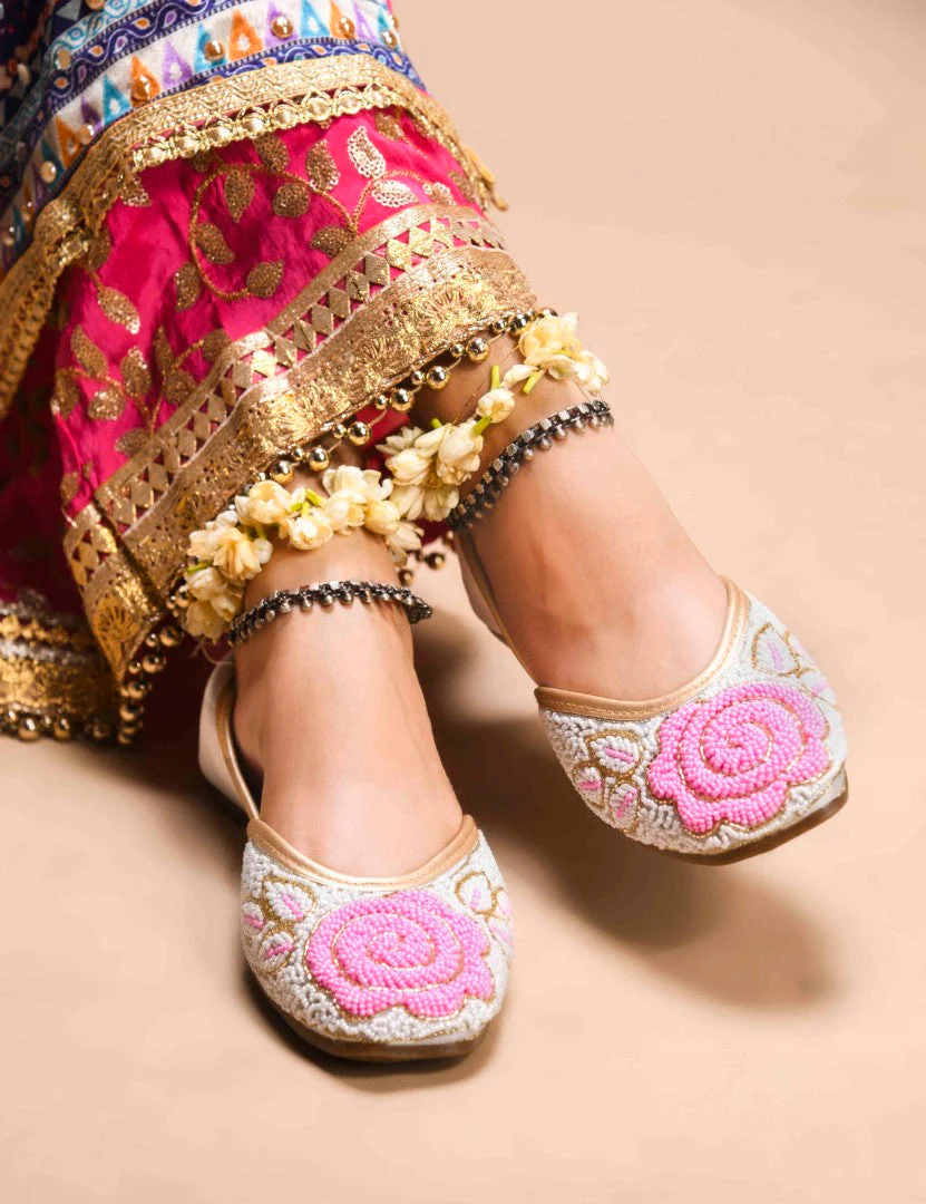Jm Looks Floral Beaded Juttis for Women - Image 9