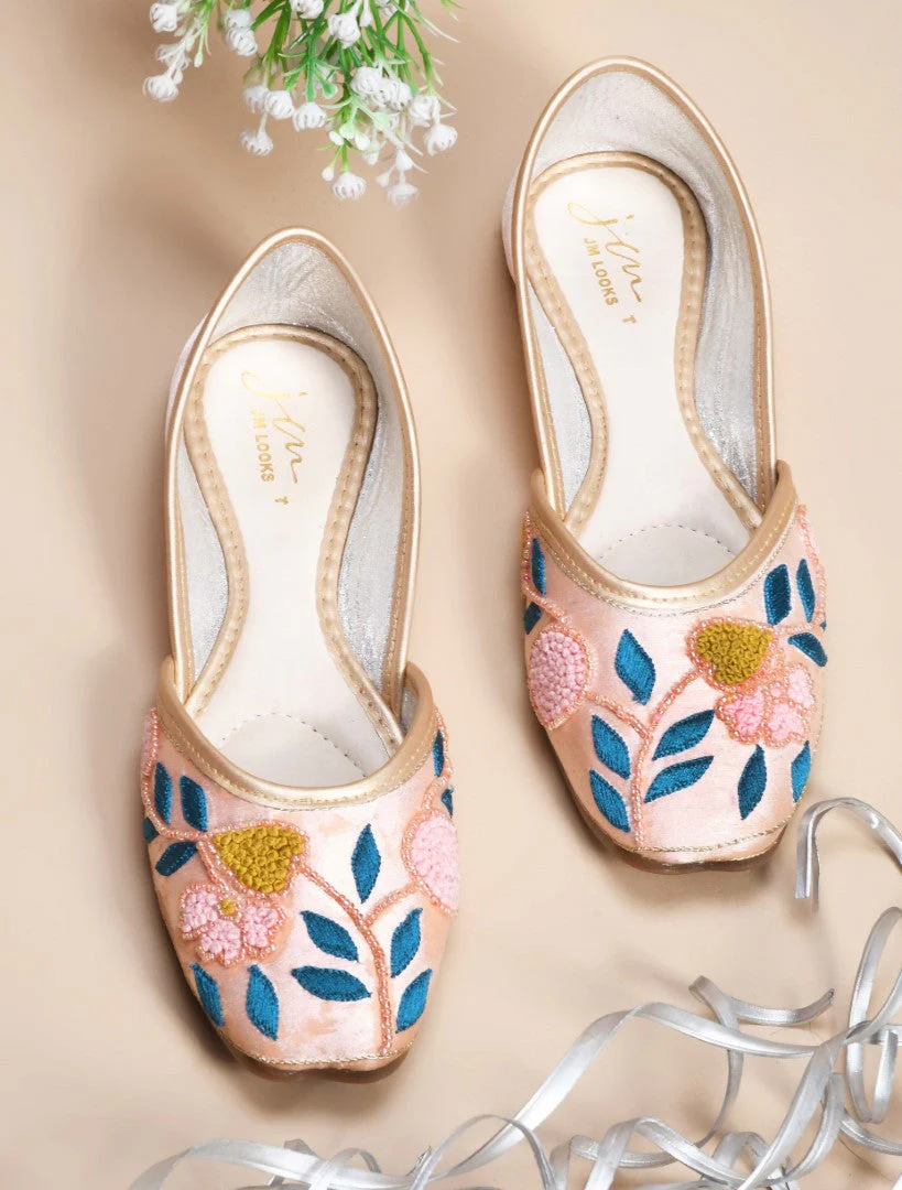 Jm Looks Floral Embroidered Juttis for Women - Image 12