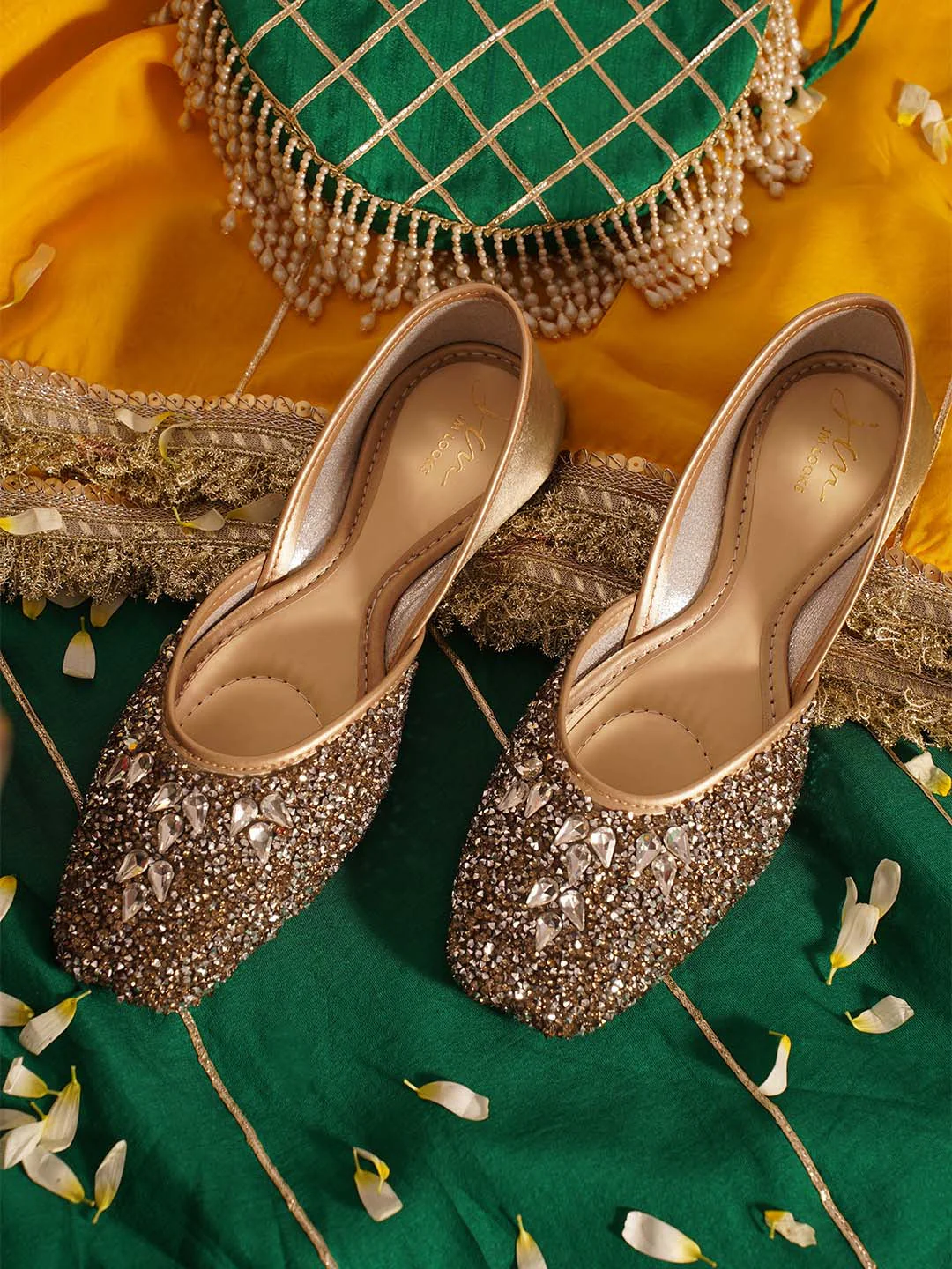 JM Looks Stone Studded Sequin Jutti - Image 7