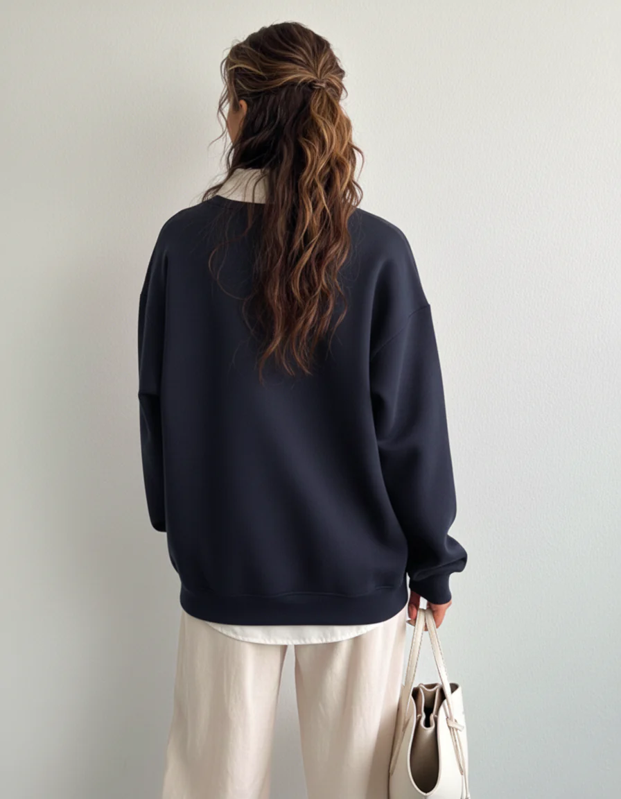 Knit Long Sleeve Polo Sweatshirt - Image 10